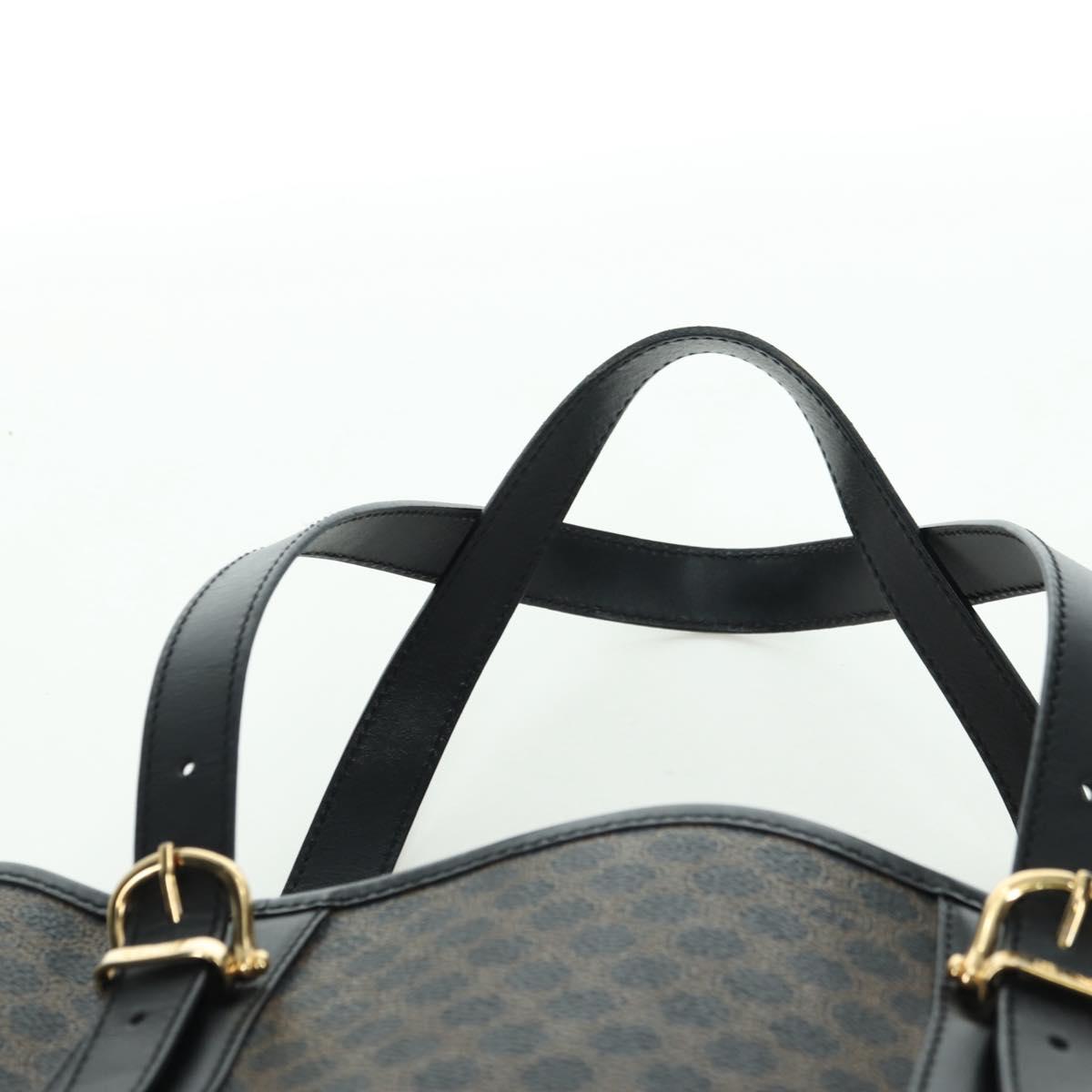 CELINE Macadam Canvas Tote Bag PVC Leather Black Gold Auth am11378V