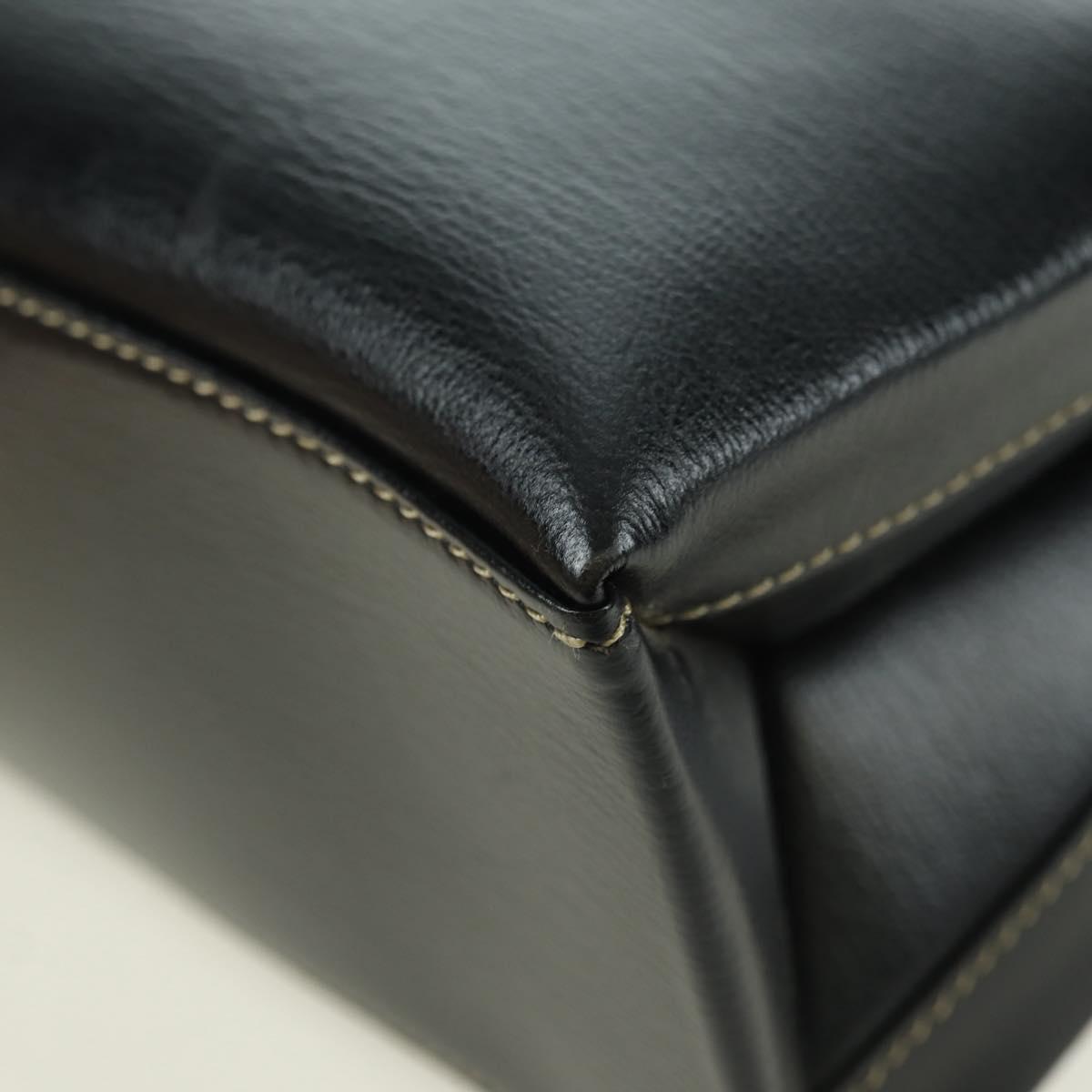 LOEWE Velazquez Hand Bag Leather 2way Brown Gold black Auth am11389V