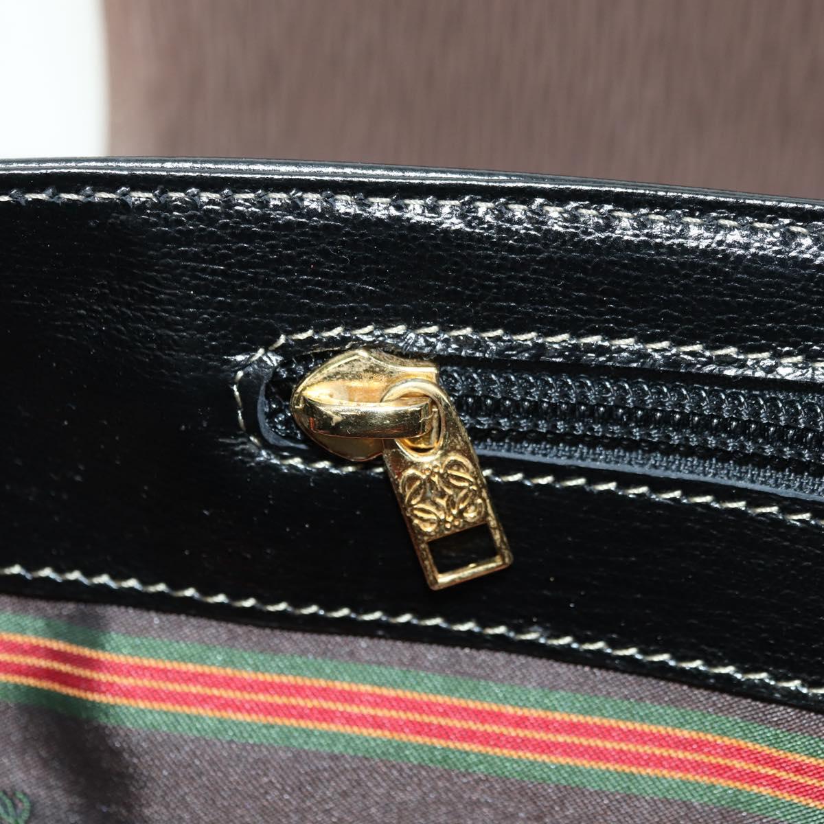 LOEWE Velazquez Hand Bag Leather 2way Brown Gold black Auth am11389V
