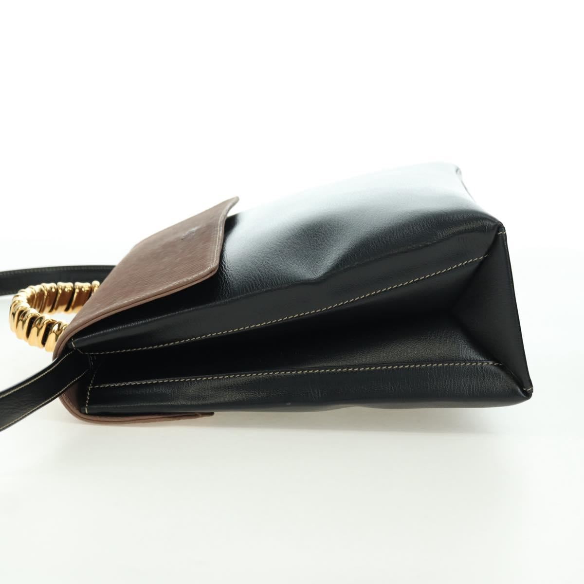 LOEWE Velazquez Hand Bag Leather 2way Brown Gold black Auth am11389V