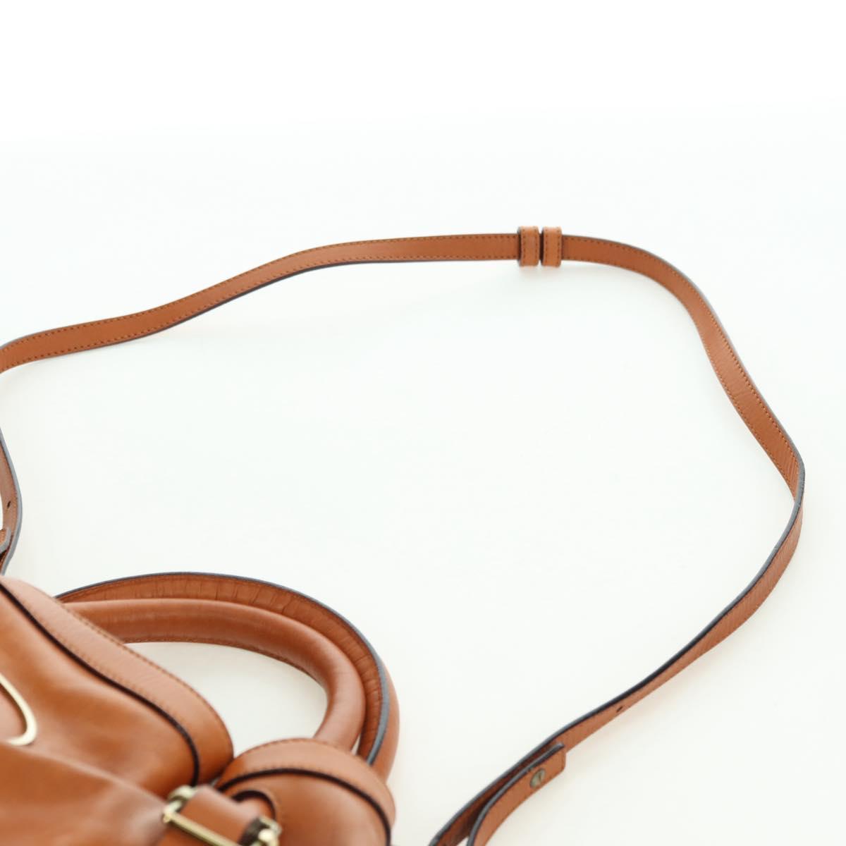 Chloe Victoria Hand Bag Leather 2way Brown Gold Auth am11395V