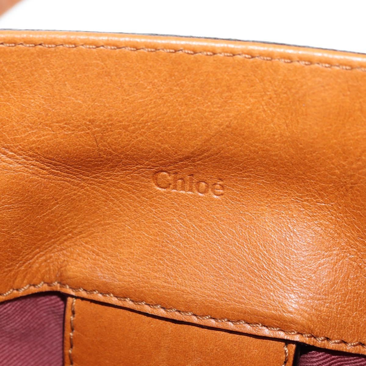 Chloe Victoria Hand Bag Leather 2way Brown Gold Auth am11395V