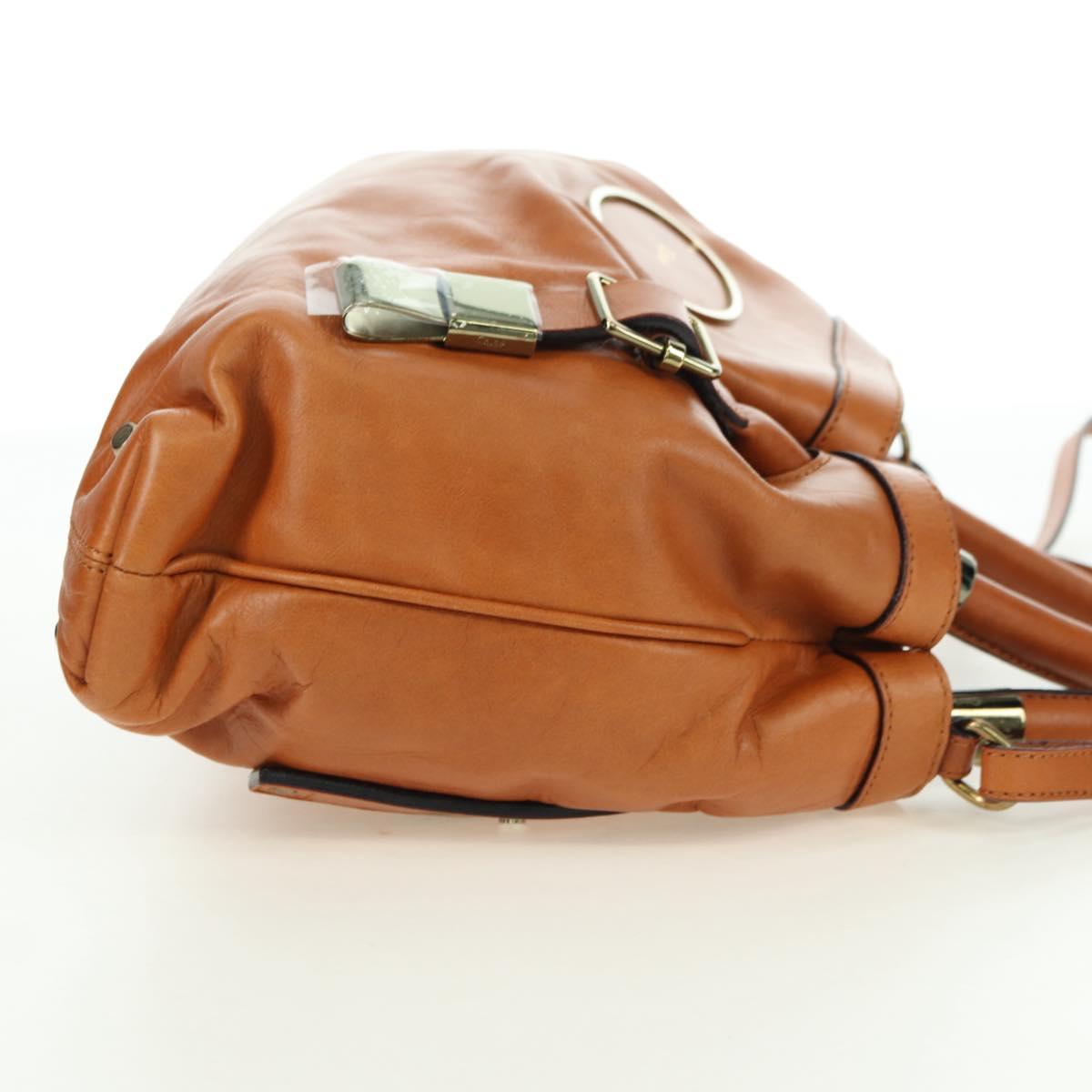 Chloe Victoria Hand Bag Leather 2way Brown Gold Auth am11395V
