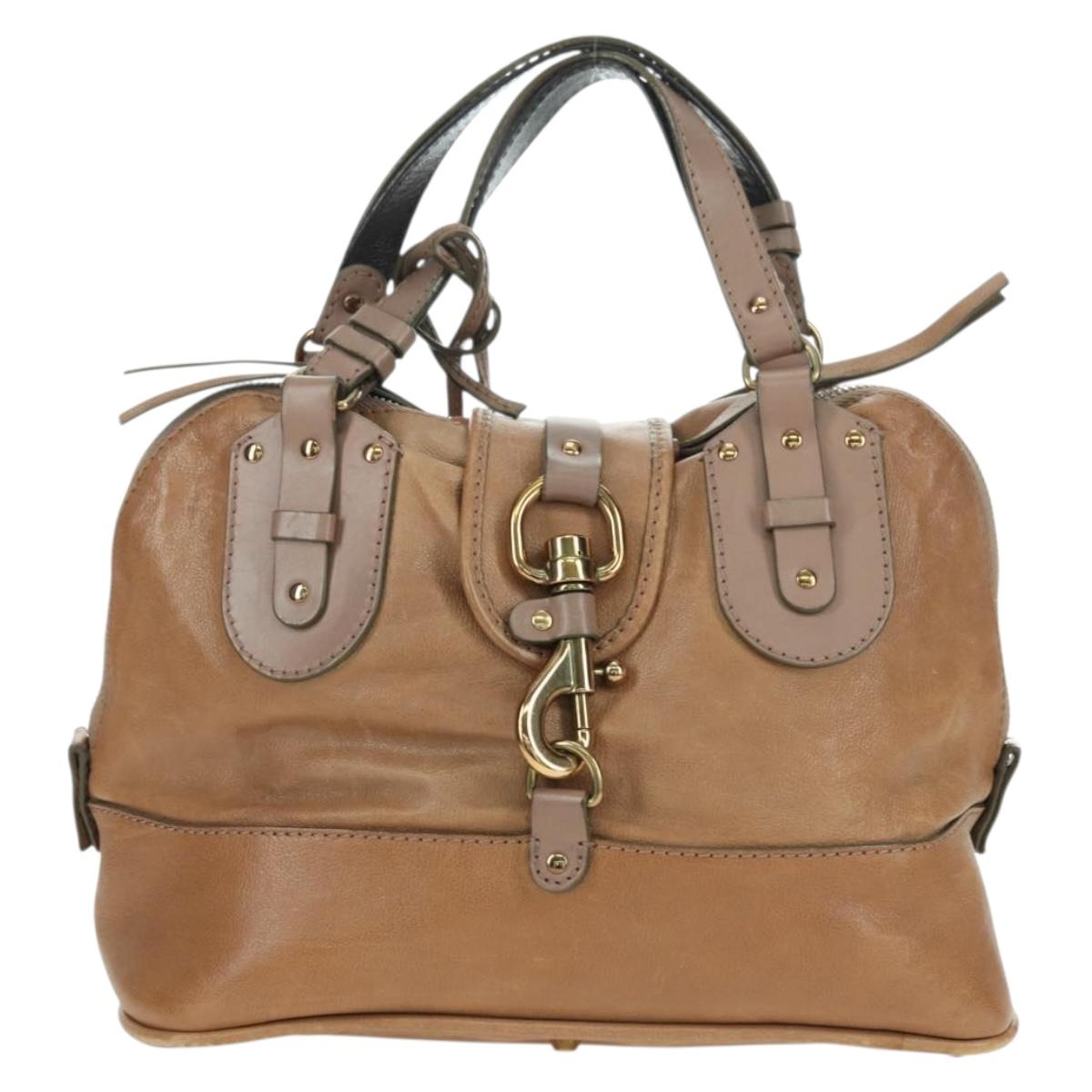 Chloe Kerala Hand Bag Leather Brown Gold Auth am11396A