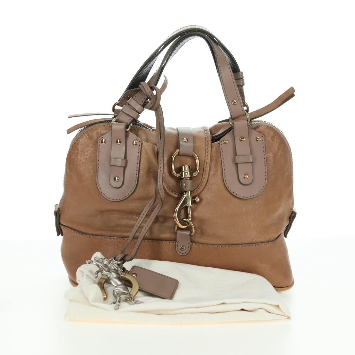 Chloe Kerala Hand Bag Leather Brown Gold Auth am11396A