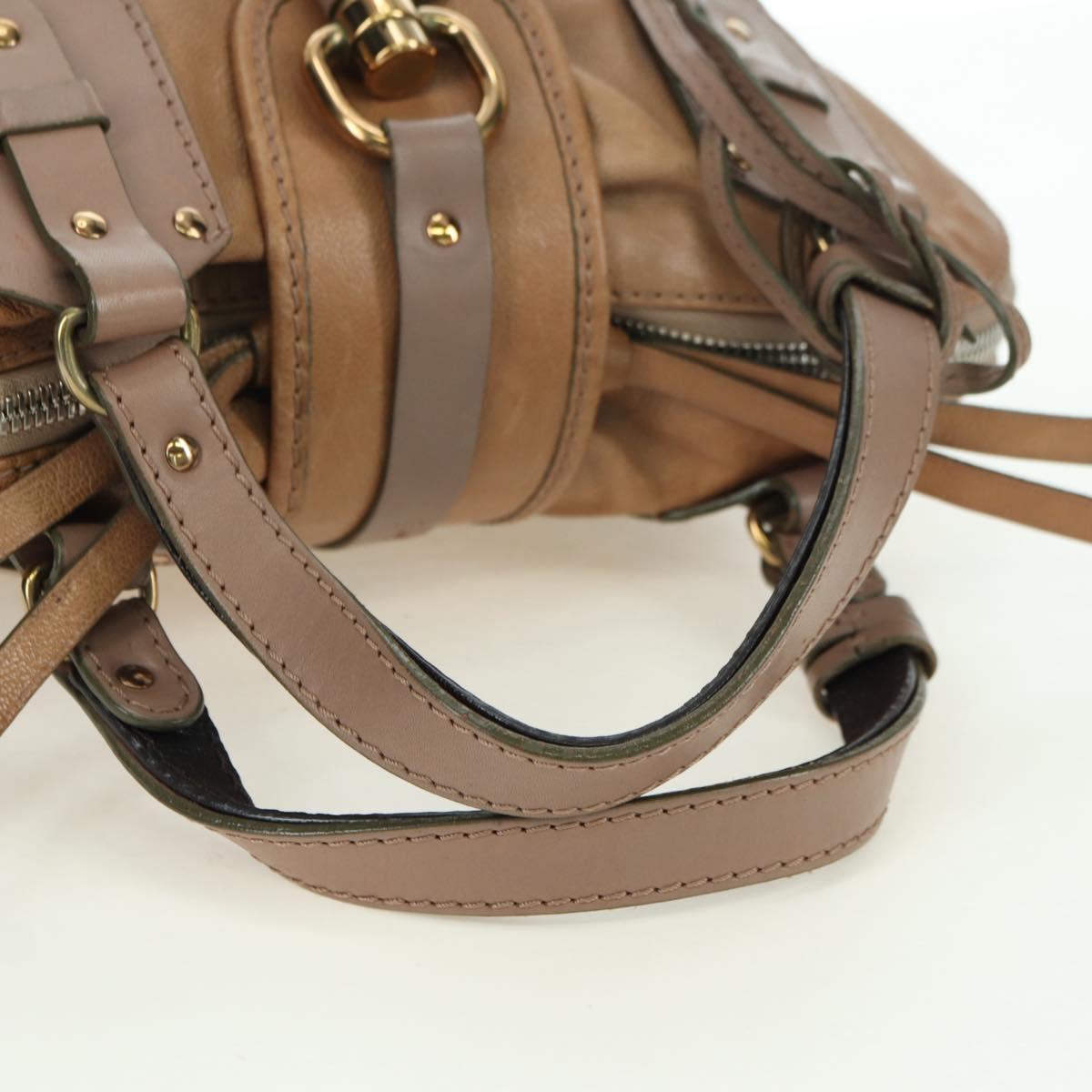 Chloe Kerala Hand Bag Leather Brown Gold Auth am11396A