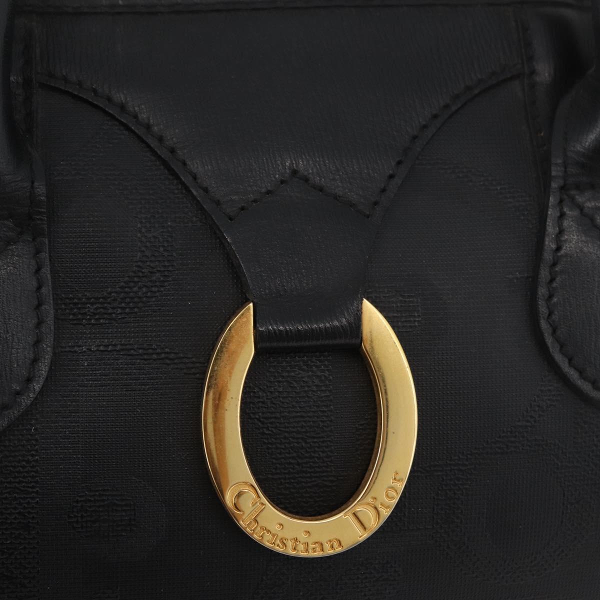 Christian Dior Trotter Canvas Mini Boston Bag PVC Black Gold Auth am11408A