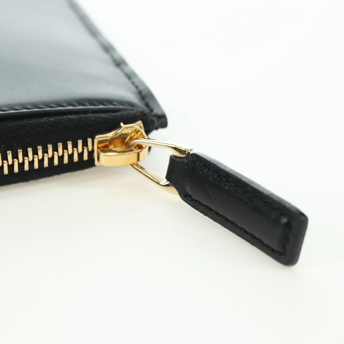 GUCCI L Shaped Round Long Wallet Leather Black Gold 573116 Auth am11415V