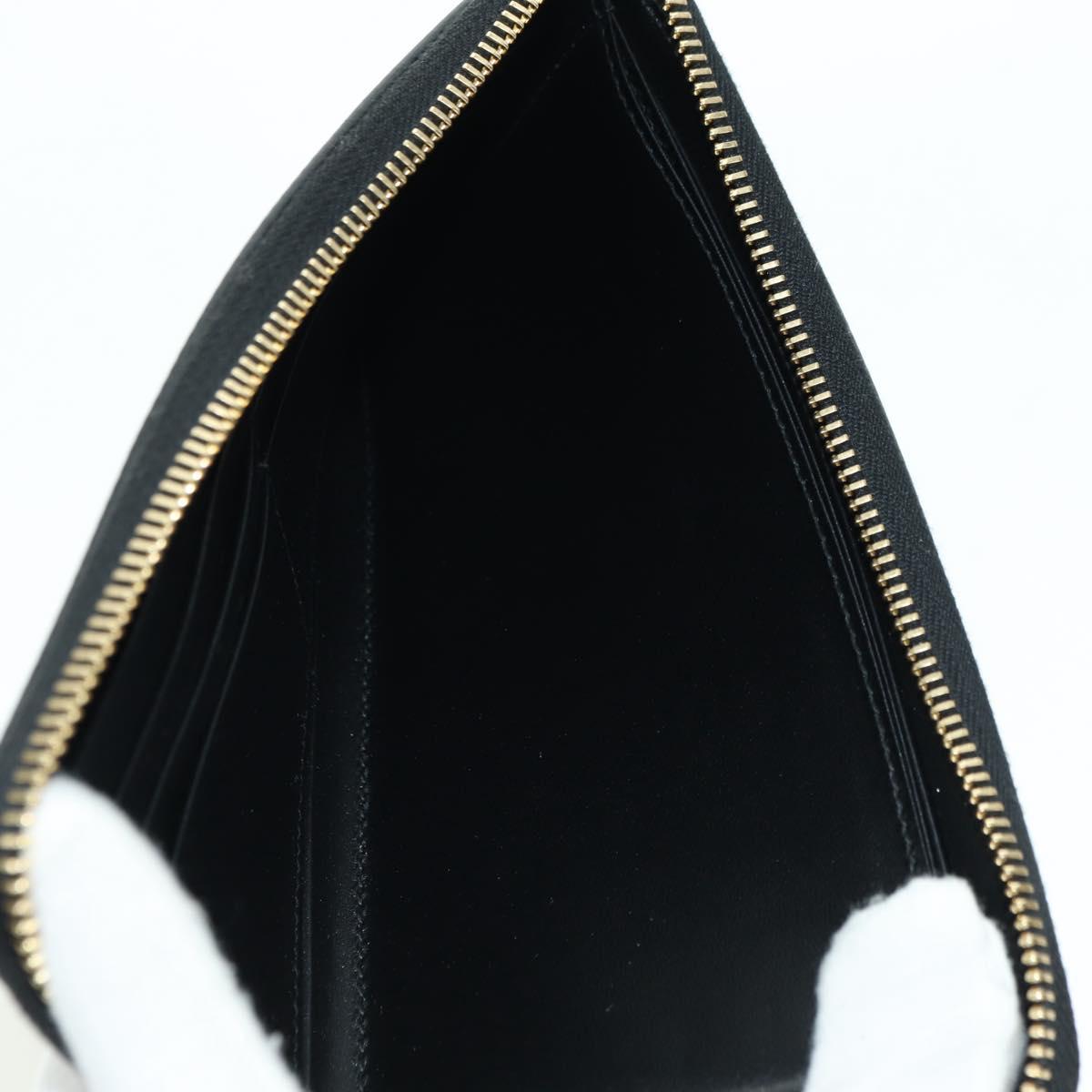 GUCCI L Shaped Round Long Wallet Leather Black Gold 573116 Auth am11415V