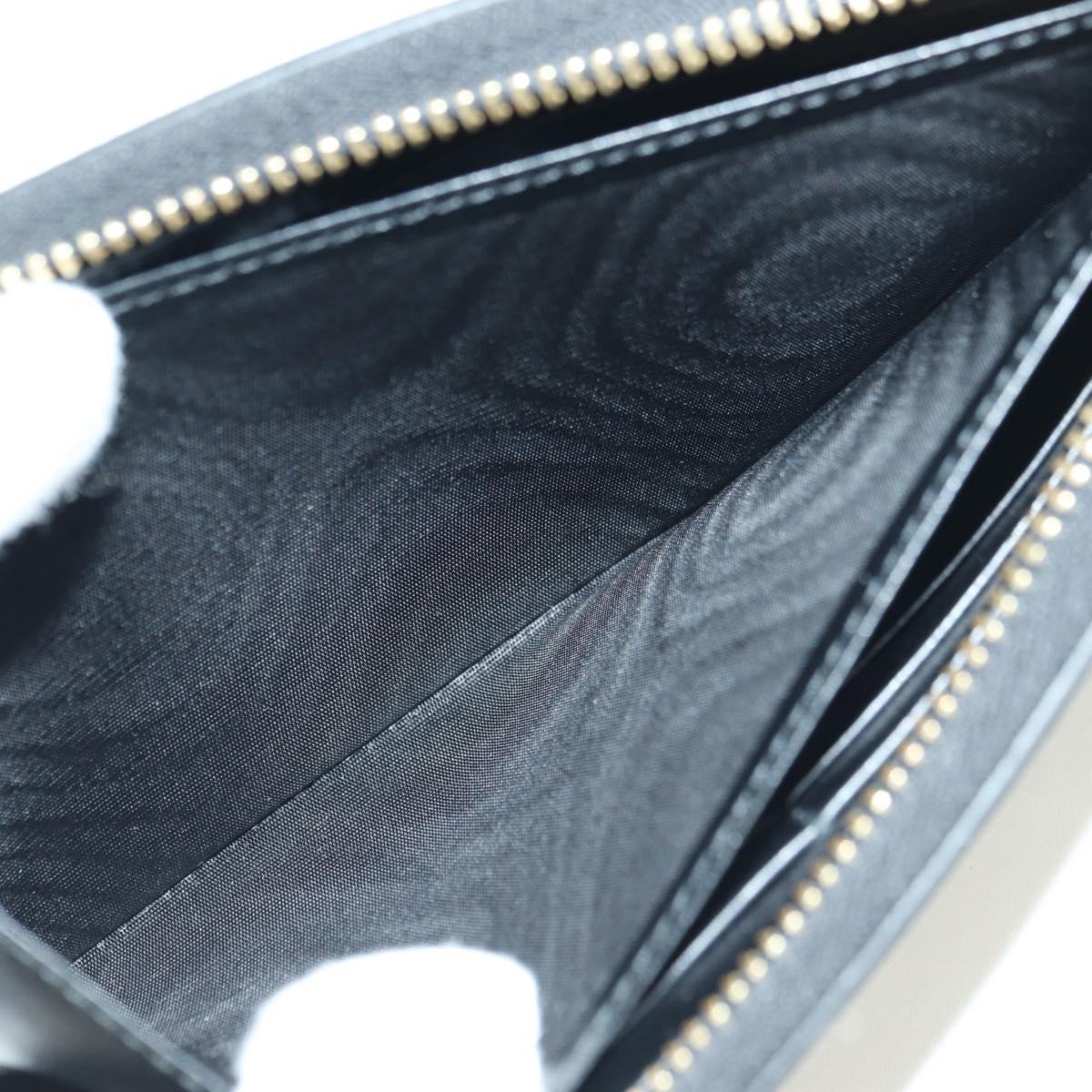 GUCCI L Shaped Round Long Wallet Leather Black Gold 573116 Auth am11415V