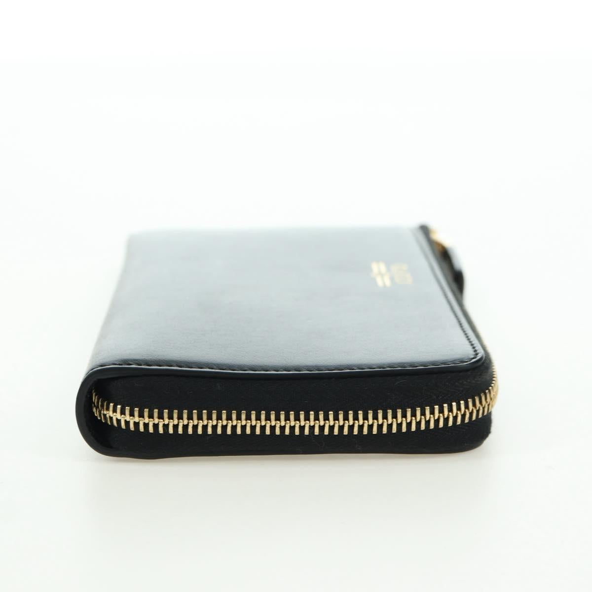 GUCCI L Shaped Round Long Wallet Leather Black Gold 573116 Auth am11415V
