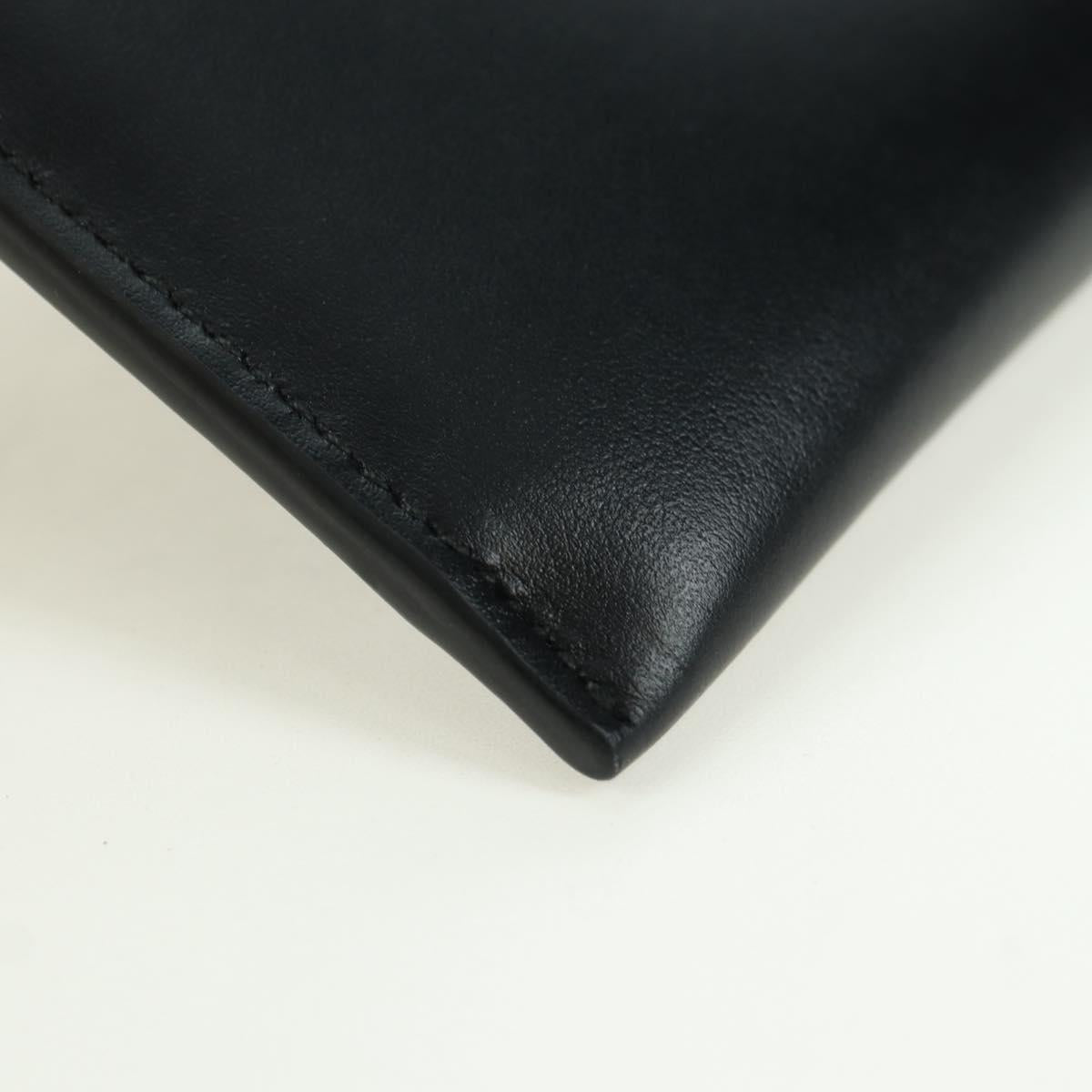 GUCCI L Shaped Round Long Wallet Leather Black Gold 573116 Auth am11415V