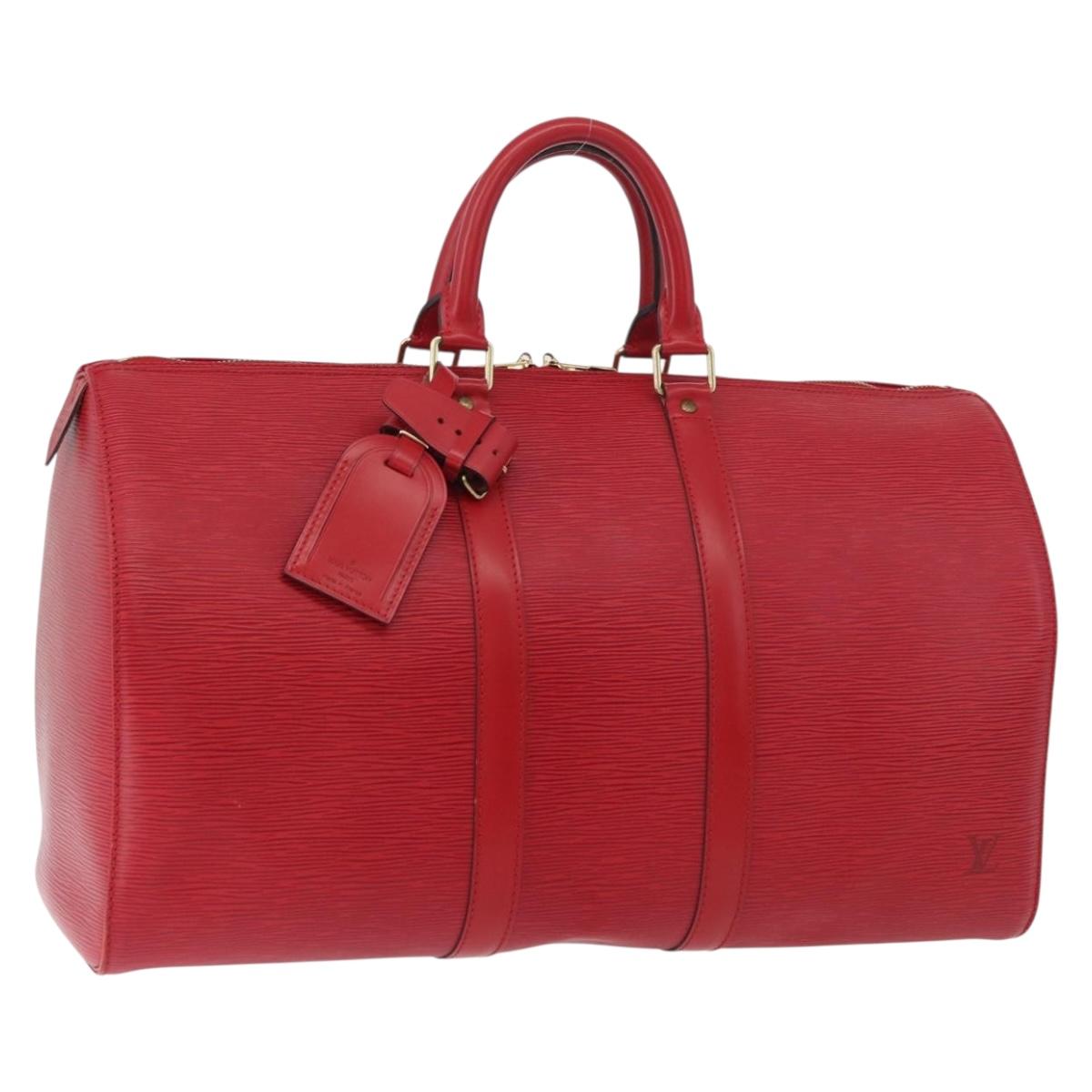 LOUIS VUITTON Epi Keepall 45 Boston Bag Red M42977 LV Auth am11417V
