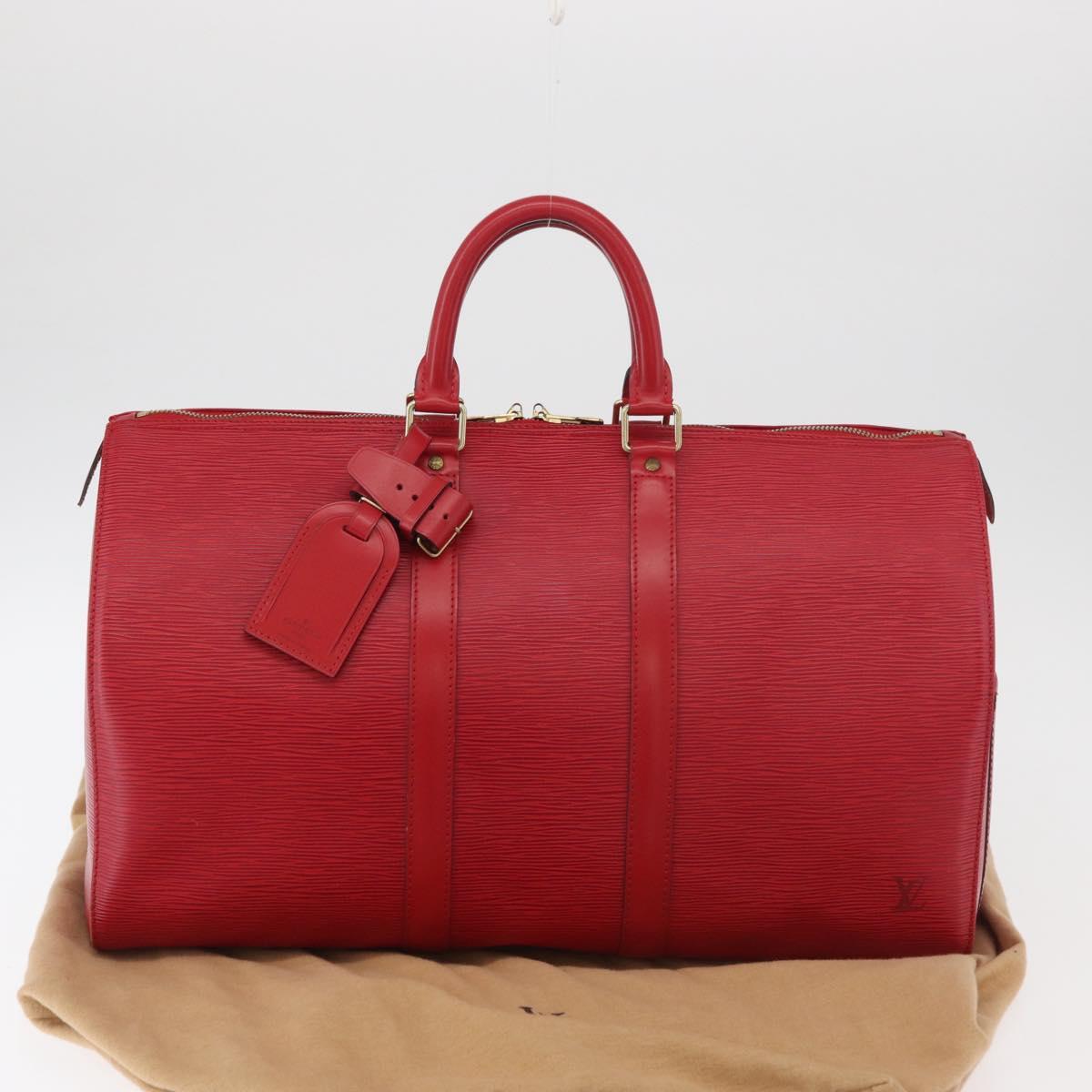 LOUIS VUITTON Epi Keepall 45 Boston Bag Red M42977 LV Auth am11417V