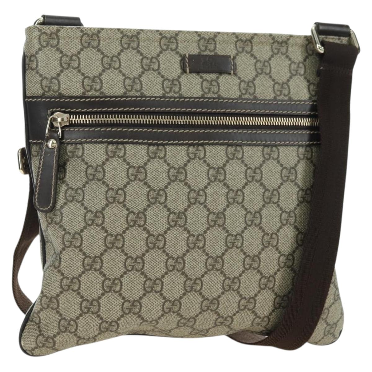 GUCCI GG Supreme Shoulder Bag PVC Beige Gold 295257 Auth am11420V