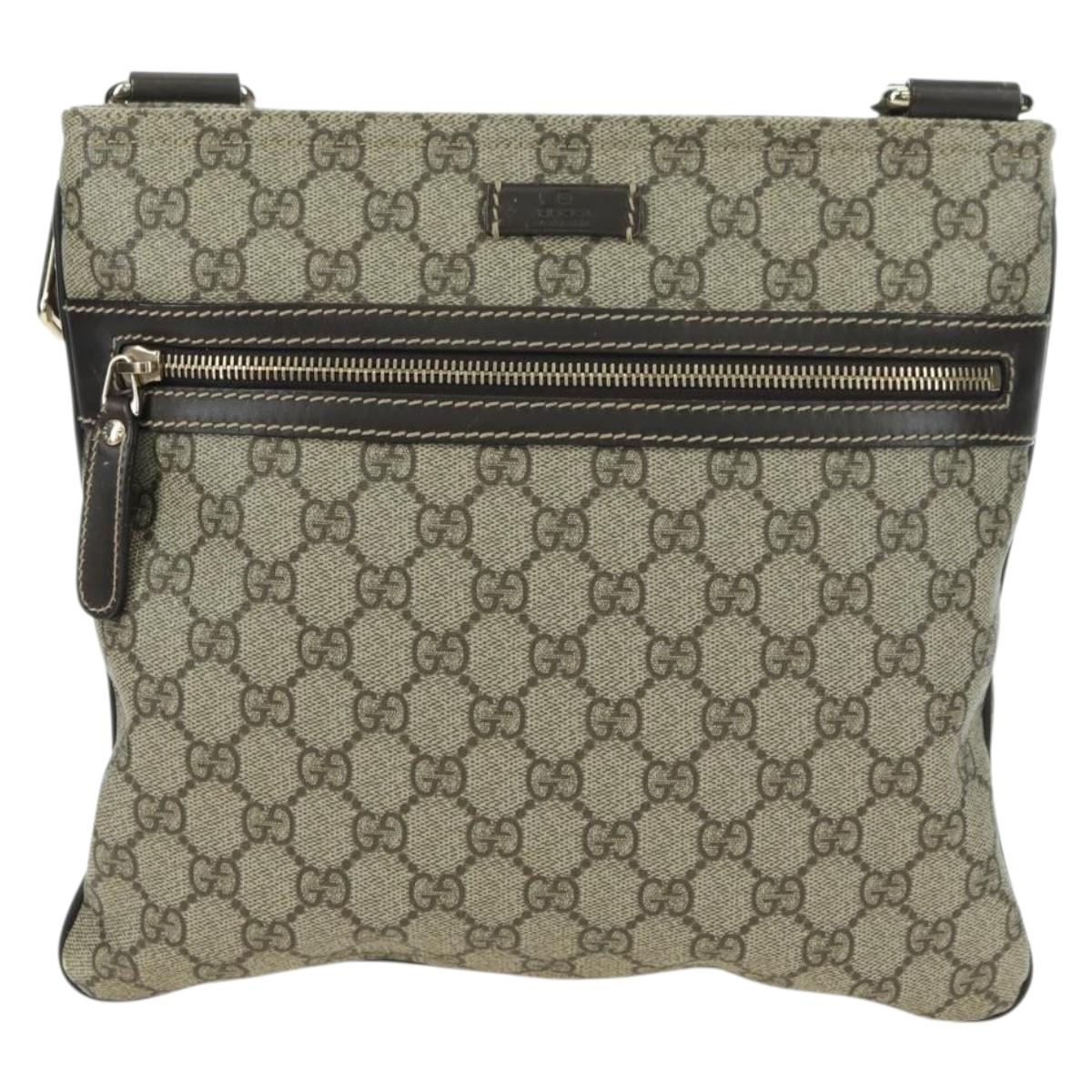 GUCCI GG Supreme Shoulder Bag PVC Beige Gold 295257 Auth am11420V