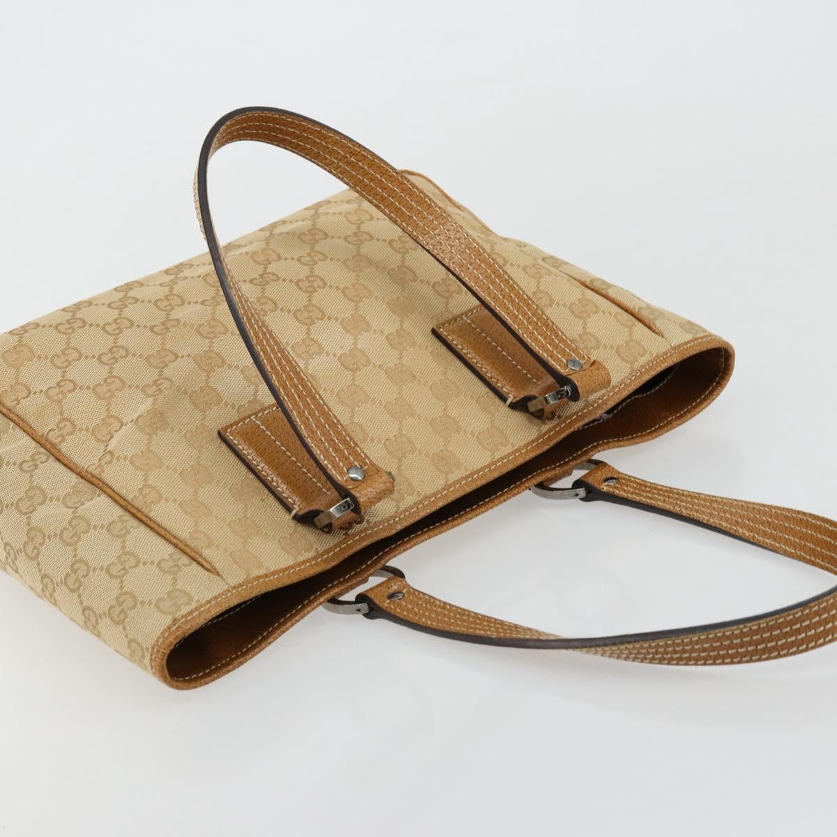 GUCCI GG Canvas Tote Bag Beige Silver 113019 Auth am11424A