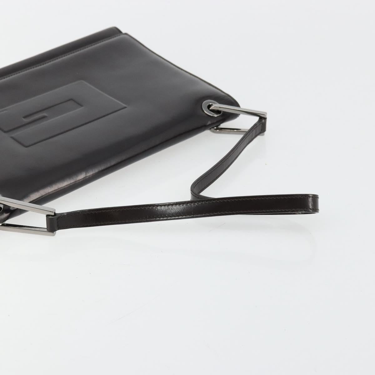 GUCCI Shoulder Bag Patent leather Black Silver 001 3033 Auth am11430