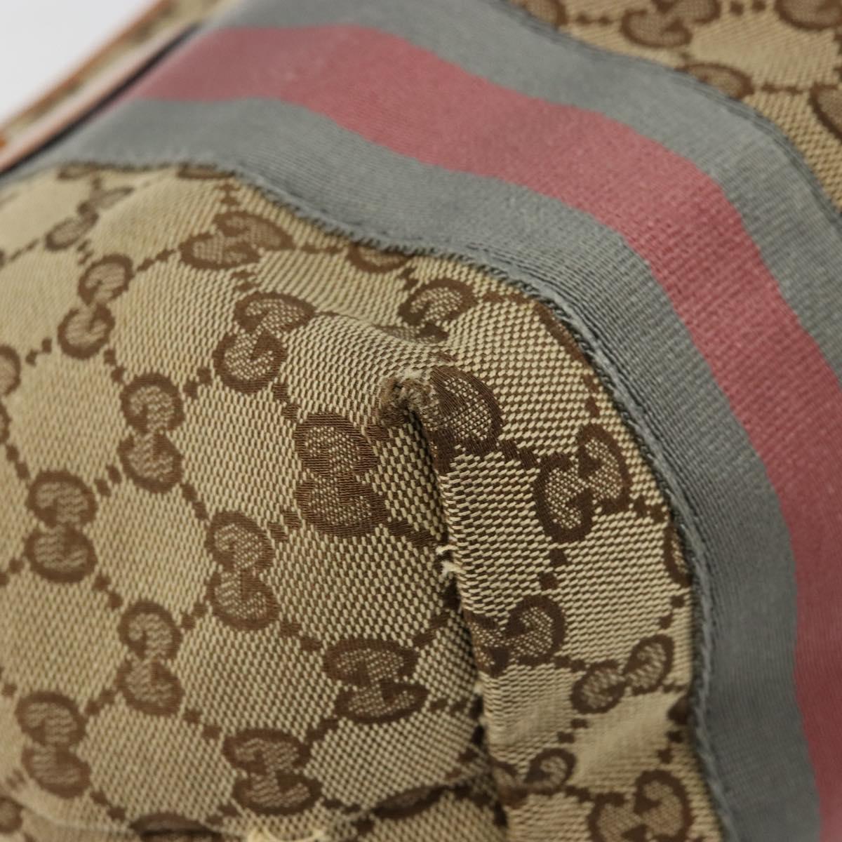 GUCCI GG Canvas Sherry Line Tote Bag Beige Gold 211971 Auth am11431
