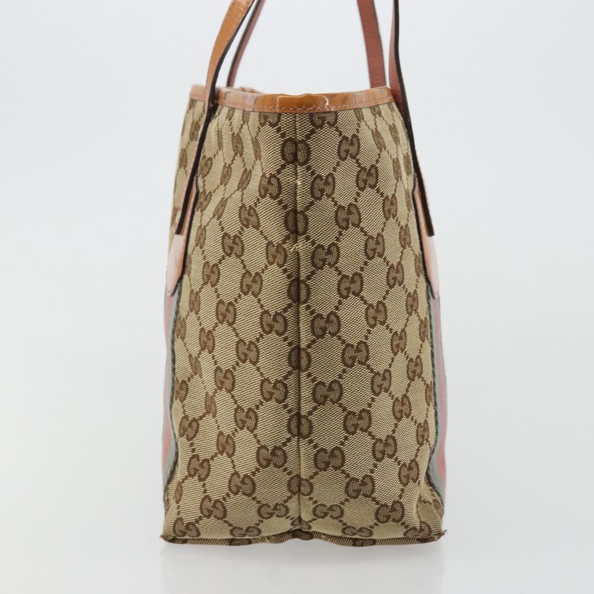 GUCCI GG Canvas Sherry Line Tote Bag Beige Gold 211971 Auth am11431