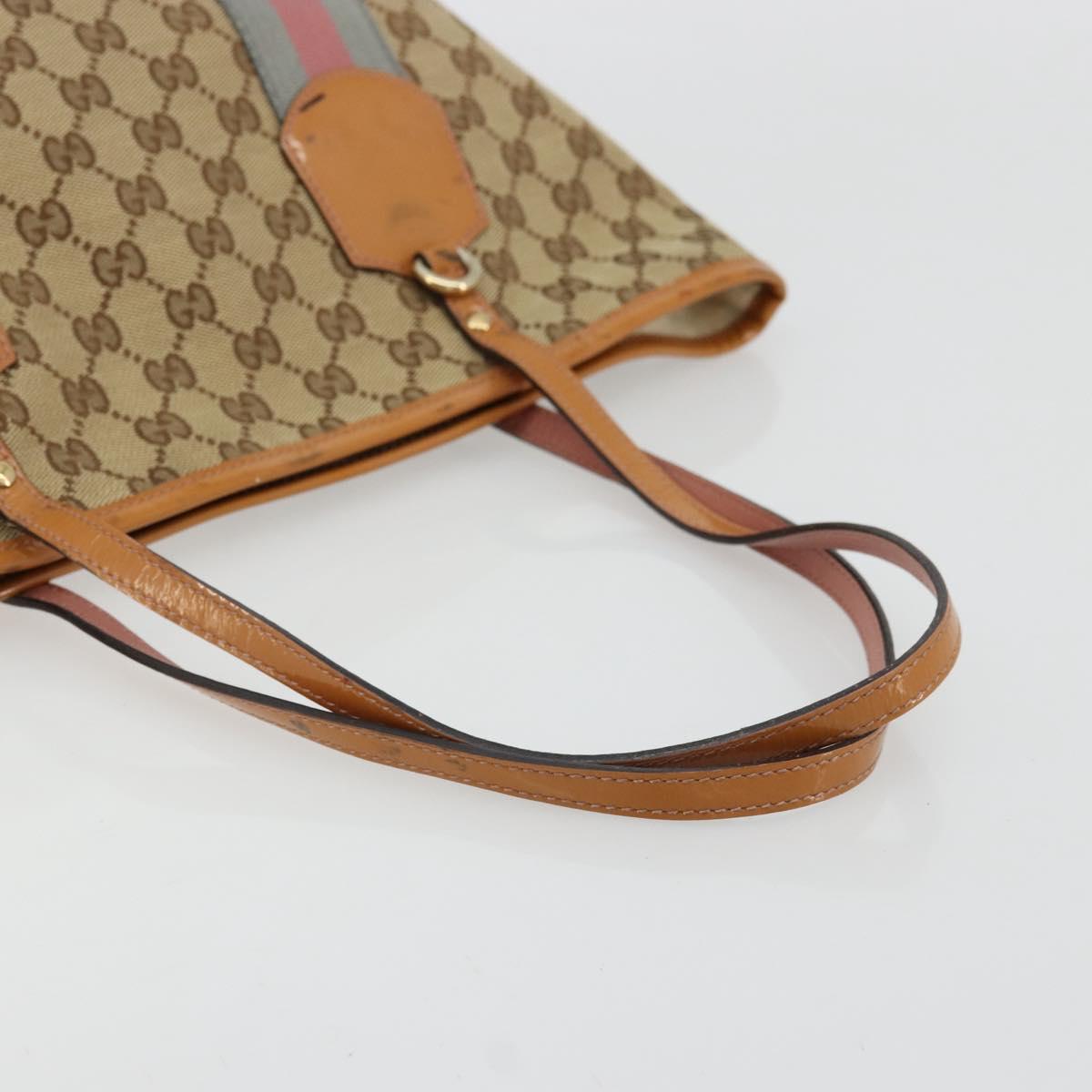 GUCCI GG Canvas Sherry Line Tote Bag Beige Gold 211971 Auth am11431