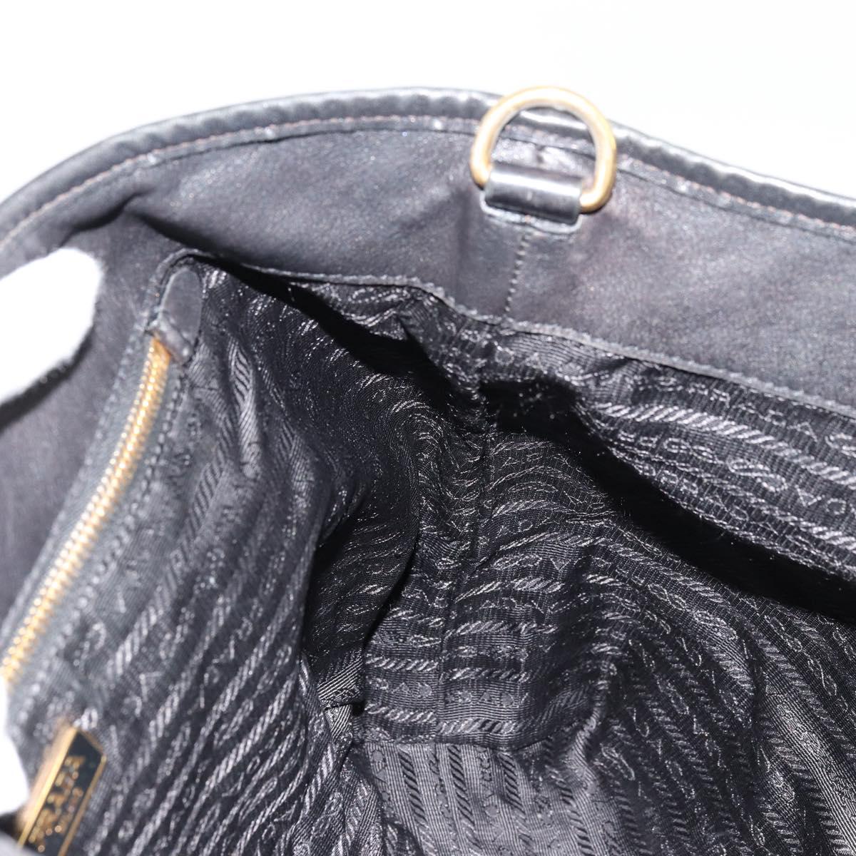 PRADA Tote Bag Nylon Leather Black Gold Auth am11435