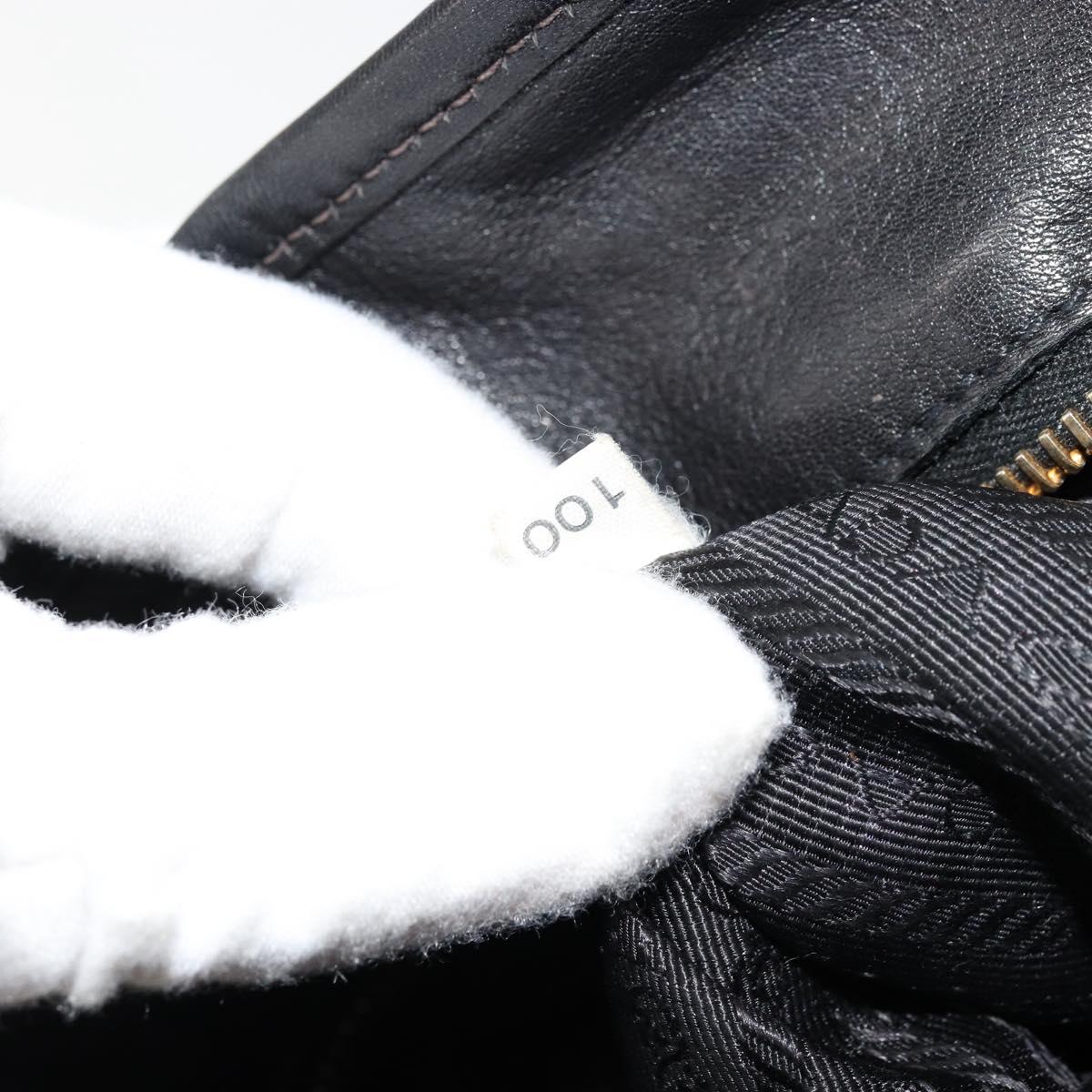 PRADA Tote Bag Nylon Leather Black Gold Auth am11435