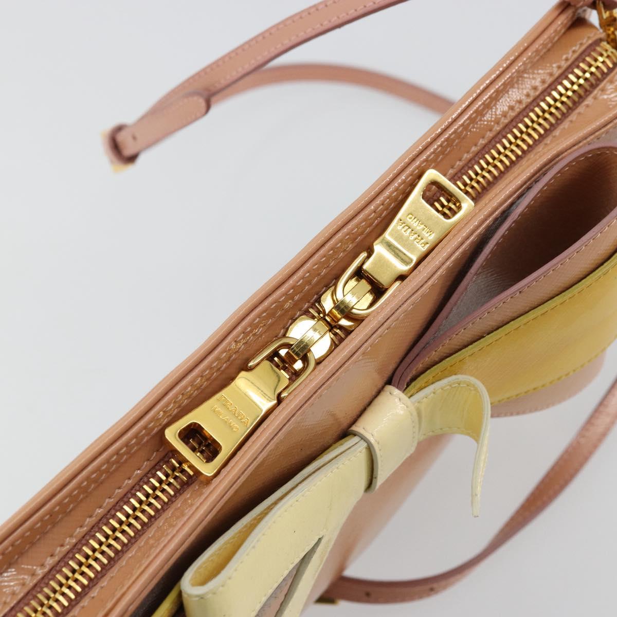 PRADA Shoulder Bag Patent leather Pink Gold Auth am11436