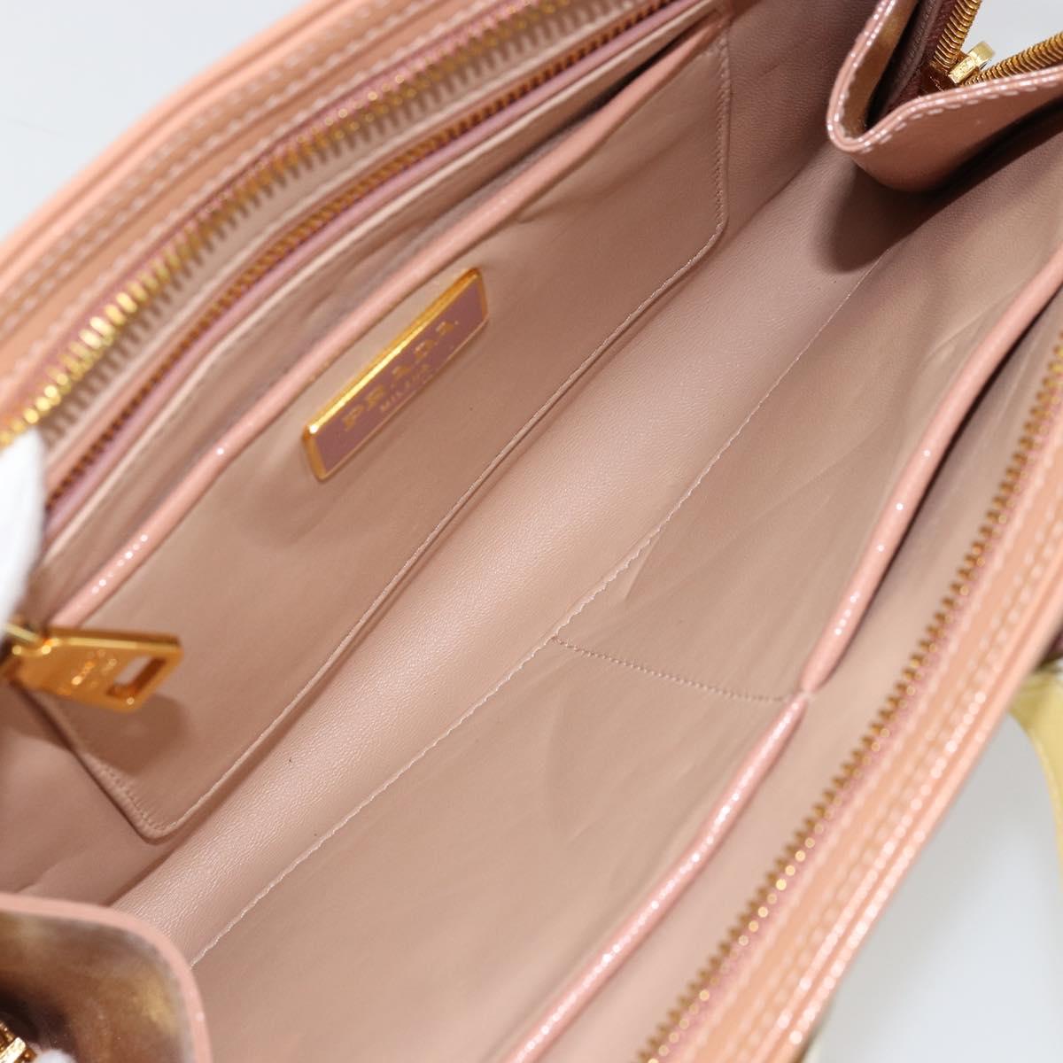 PRADA Shoulder Bag Patent leather Pink Gold Auth am11436