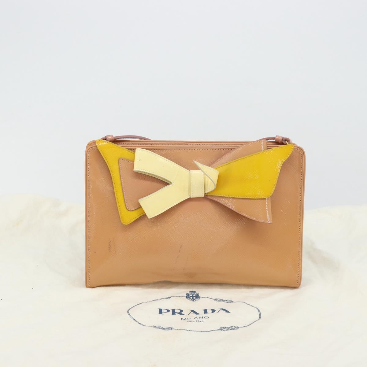 PRADA Shoulder Bag Patent leather Pink Gold Auth am11436