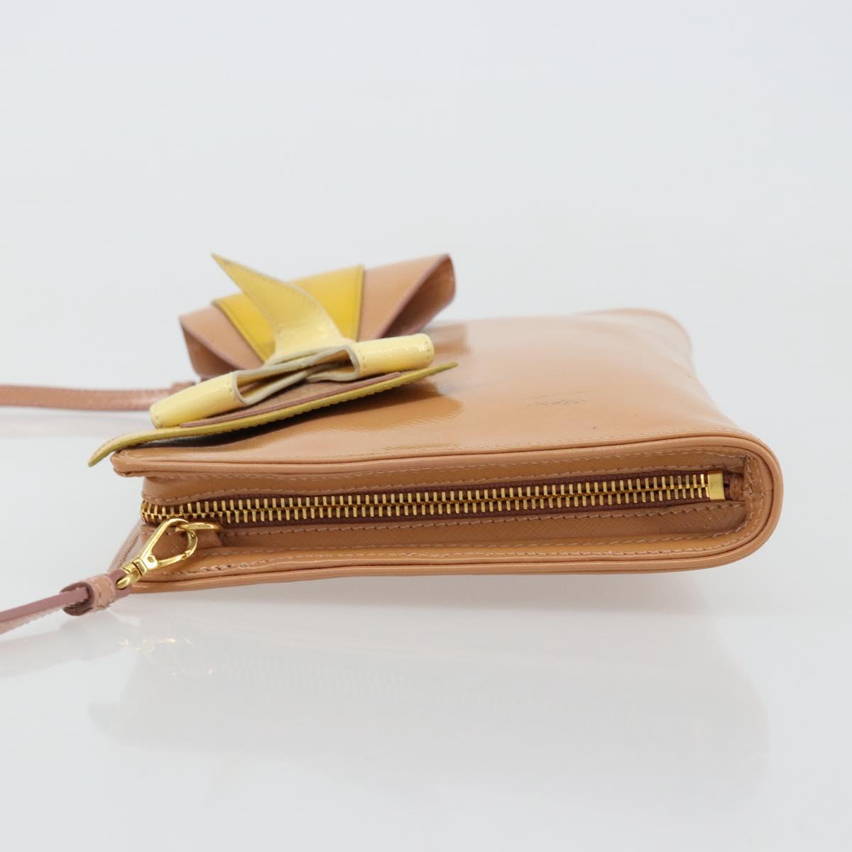 PRADA Shoulder Bag Patent leather Pink Gold Auth am11436