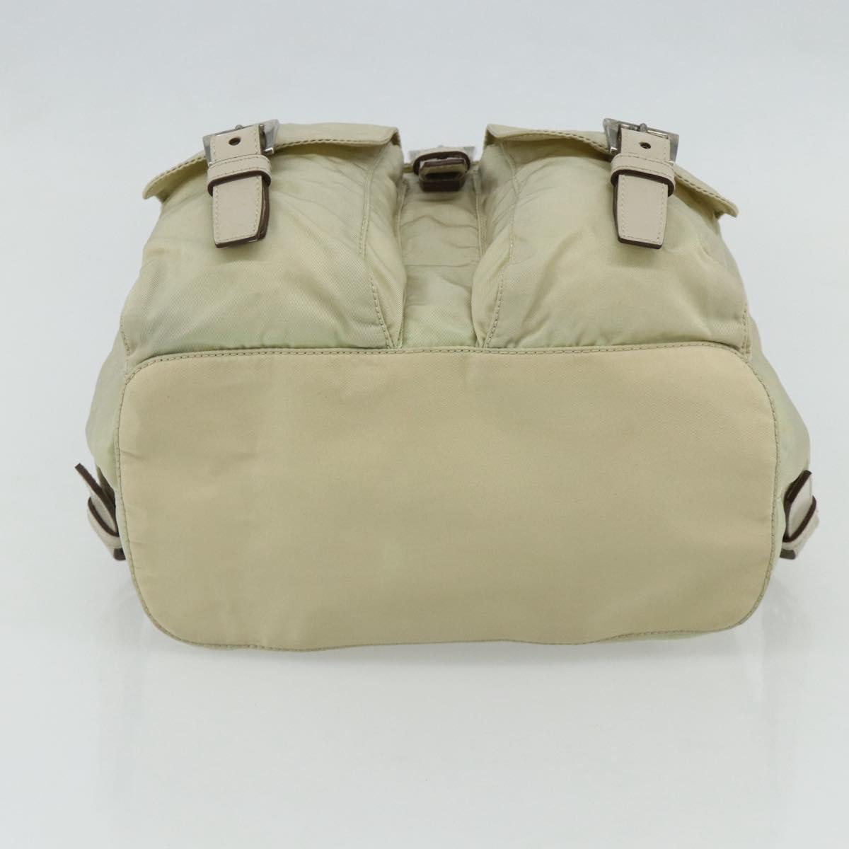 PRADA Backpack Nylon Ivory Silver Auth am11437