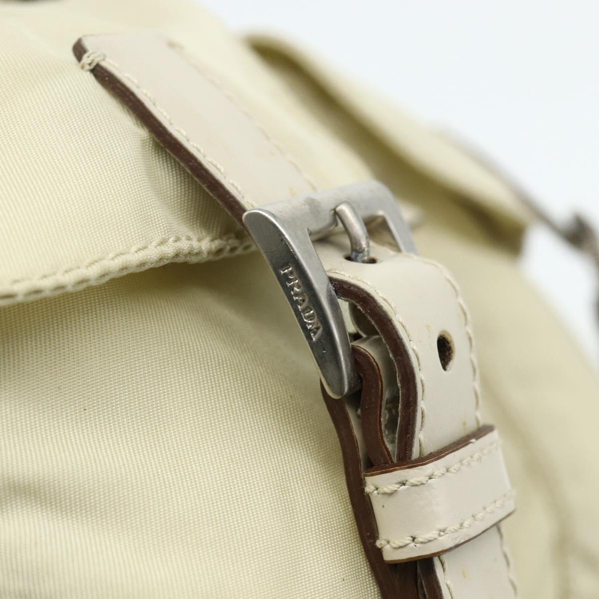 PRADA Backpack Nylon Ivory Silver Auth am11437