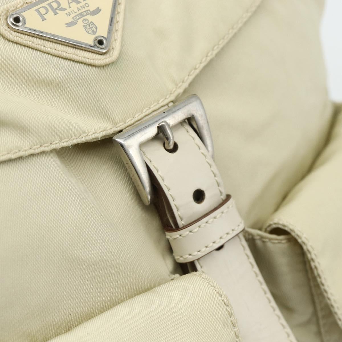 PRADA Backpack Nylon Ivory Silver Auth am11437
