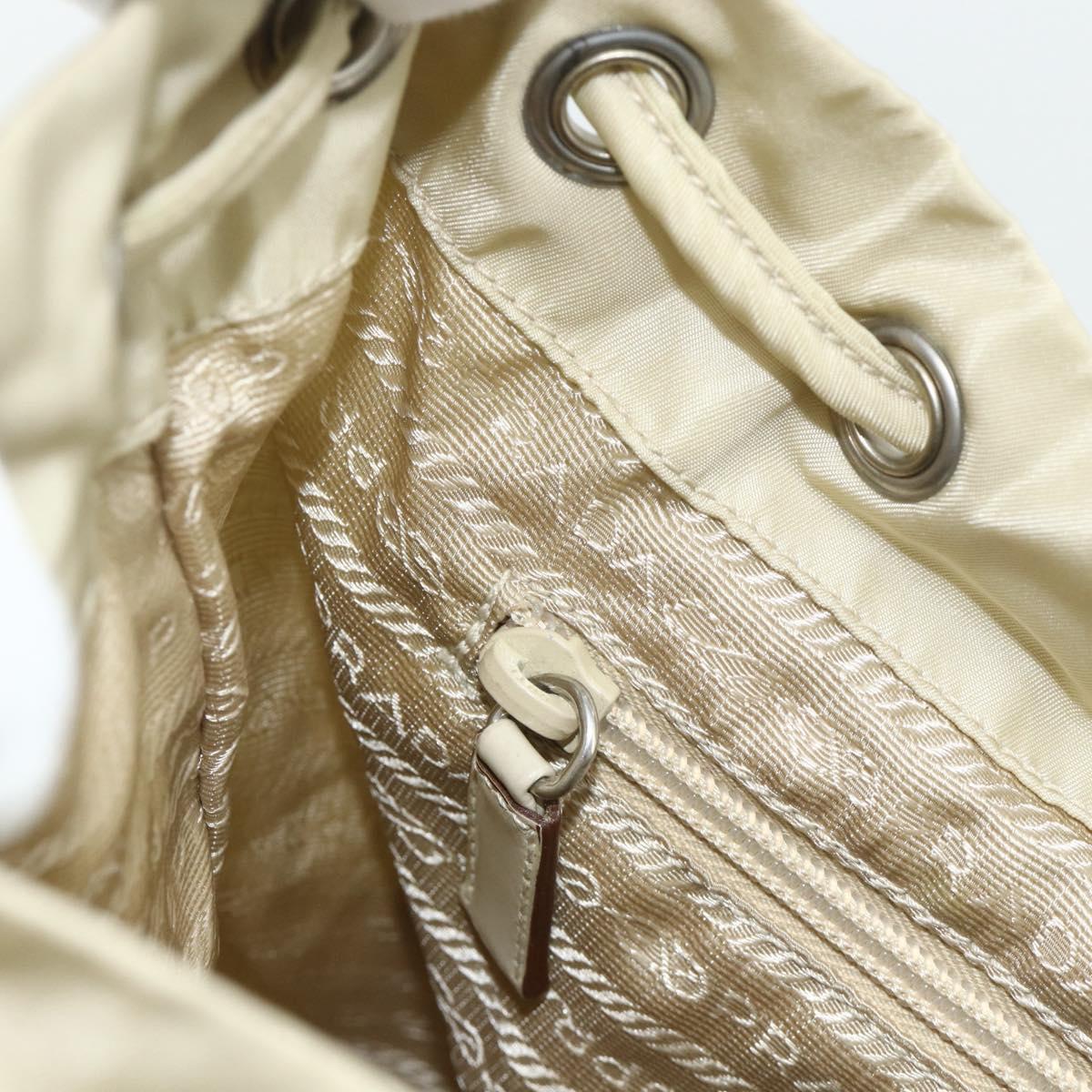 PRADA Backpack Nylon Ivory Silver Auth am11437