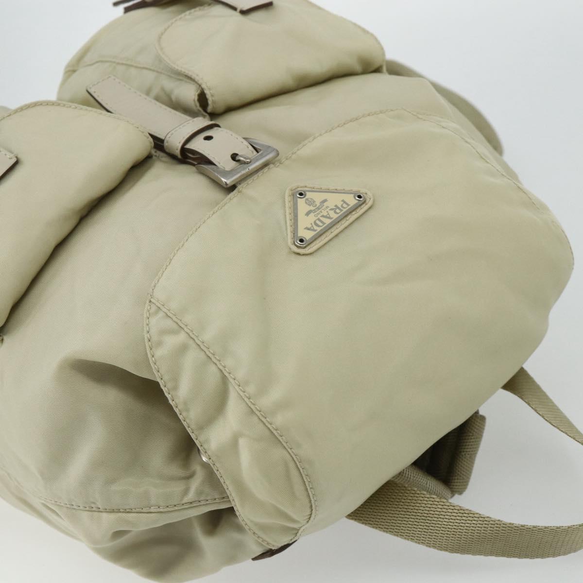 PRADA Backpack Nylon Ivory Silver Auth am11437