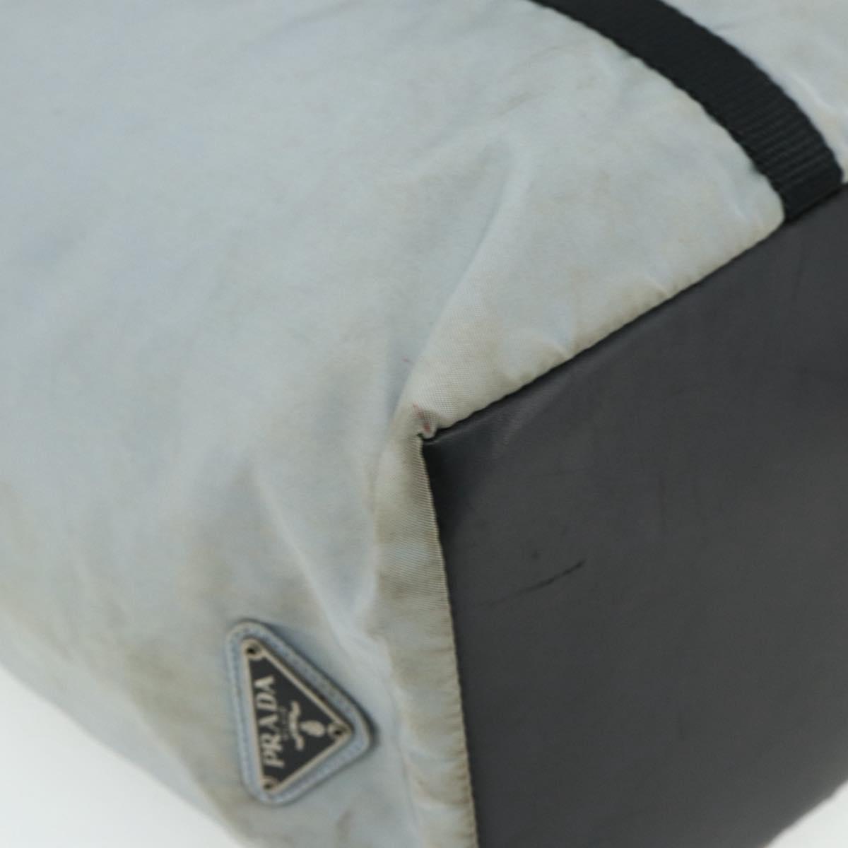 PRADA Old Tote Bag Nylon Light Blue Silver Auth am11438