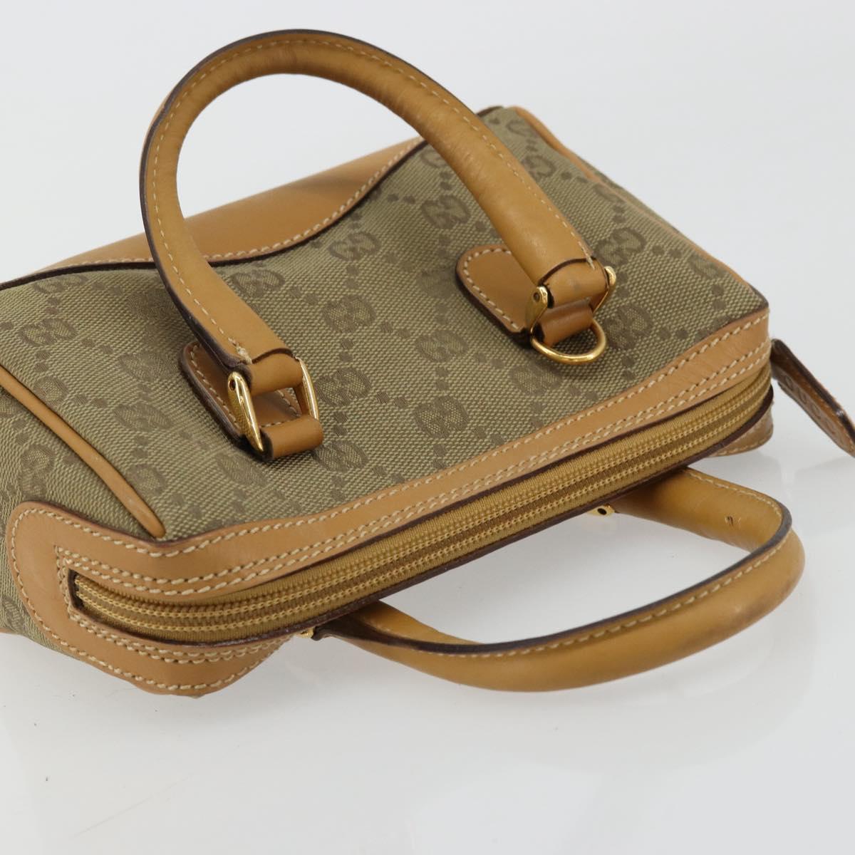 GUCCI GG Canvas Mini Hand Bag Beige Gold Auth am11440