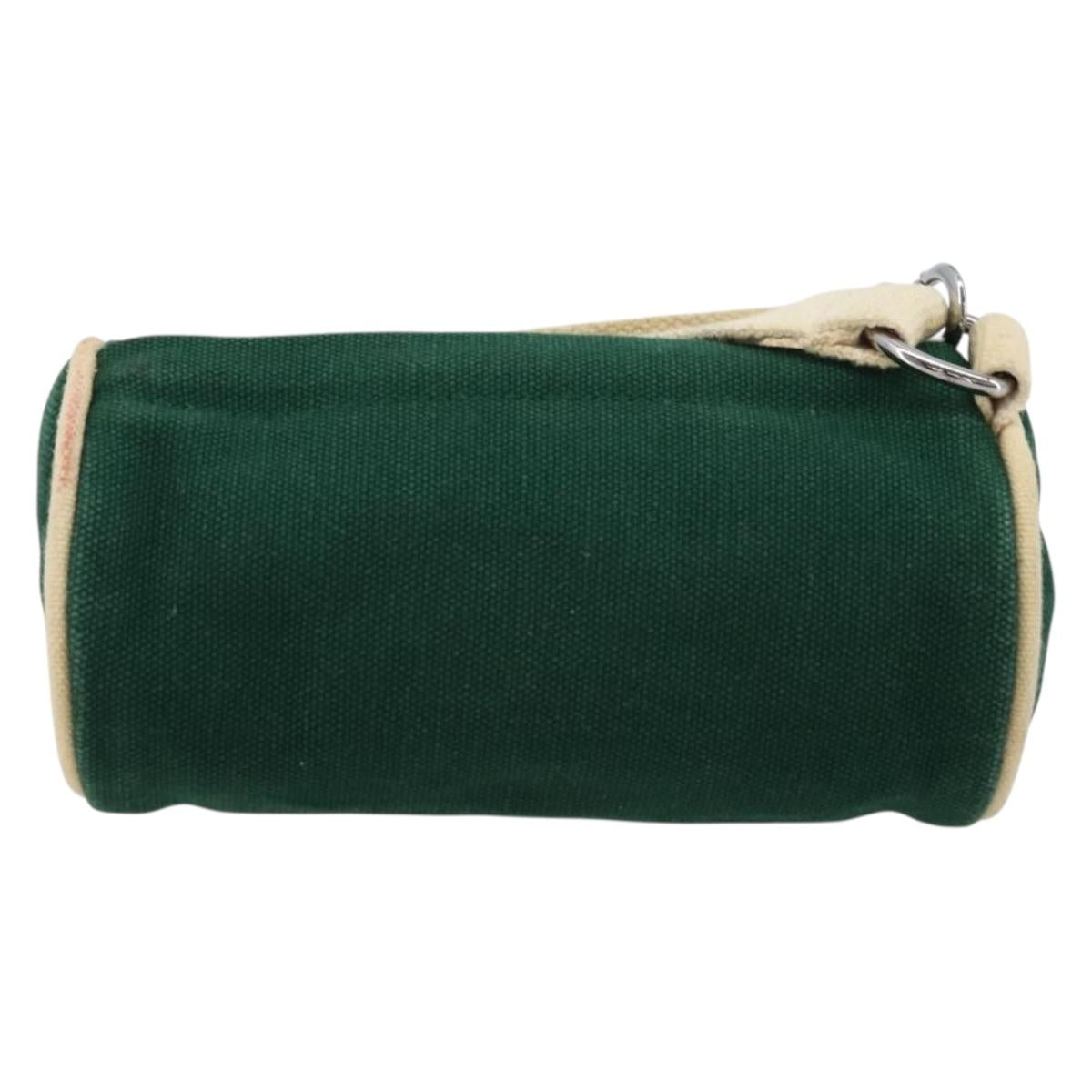 HERMES EAU D'ORANGE VERTE Pouch Canvas Green Silver Auth am11446A