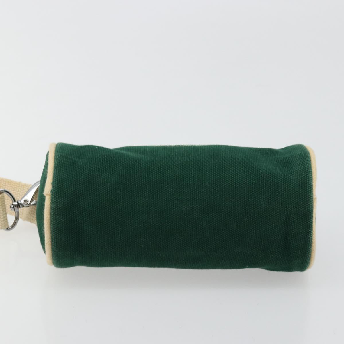 HERMES EAU D'ORANGE VERTE Pouch Canvas Green Silver Auth am11446A