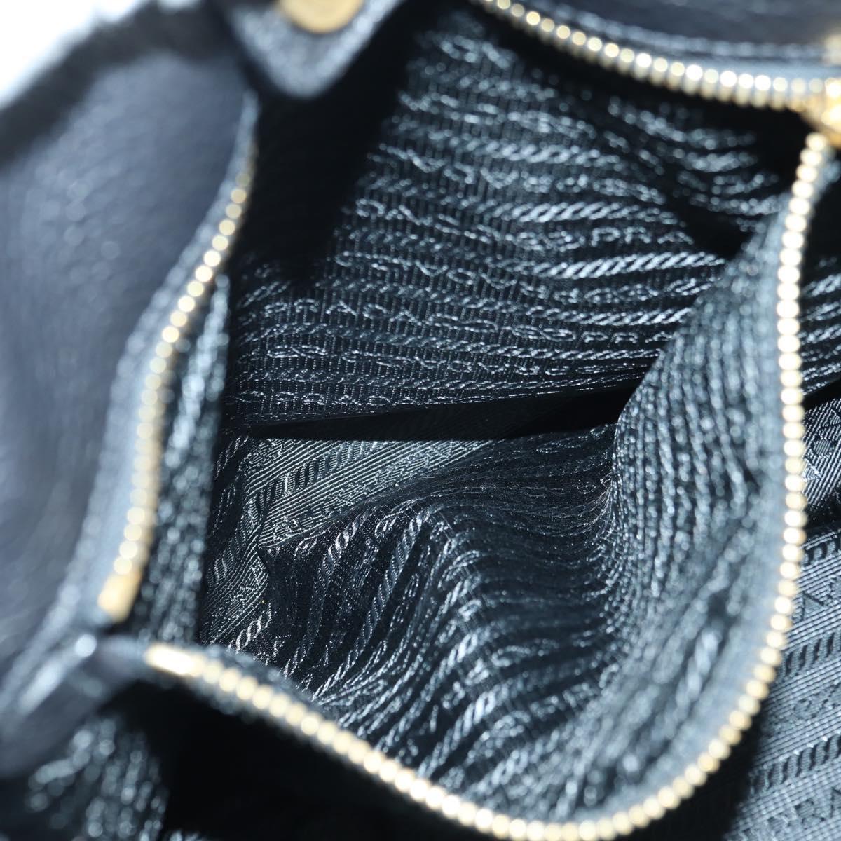 PRADA Tote Bag Leather Black Gold BR3847 Auth am11447V