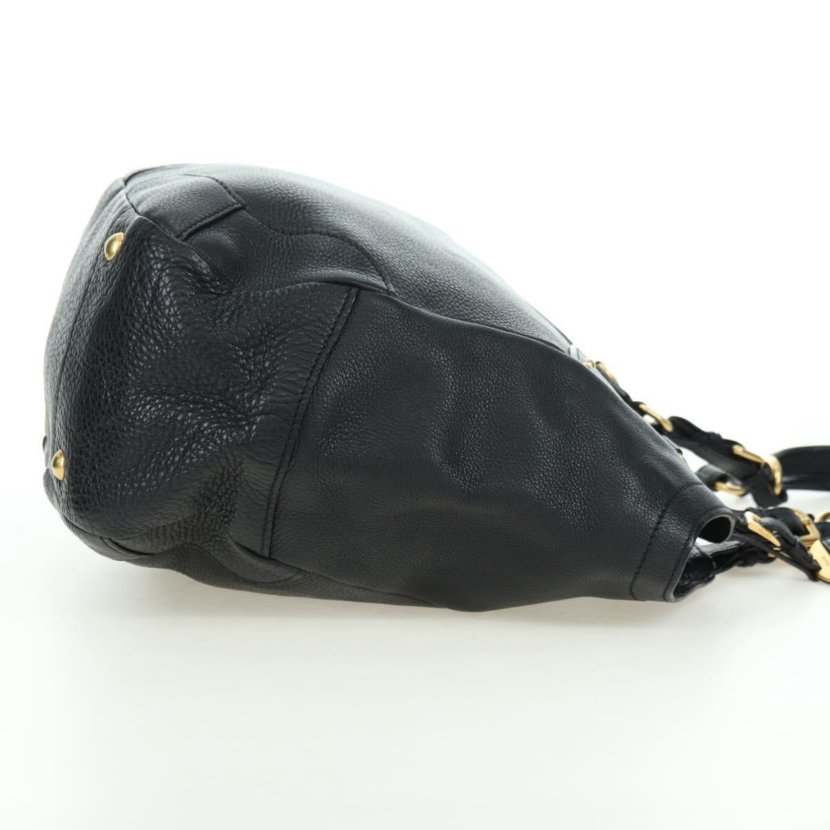 PRADA Tote Bag Leather Black Gold BR3847 Auth am11447V