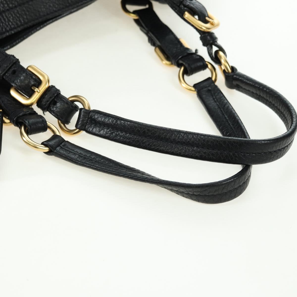 PRADA Tote Bag Leather Black Gold BR3847 Auth am11447V