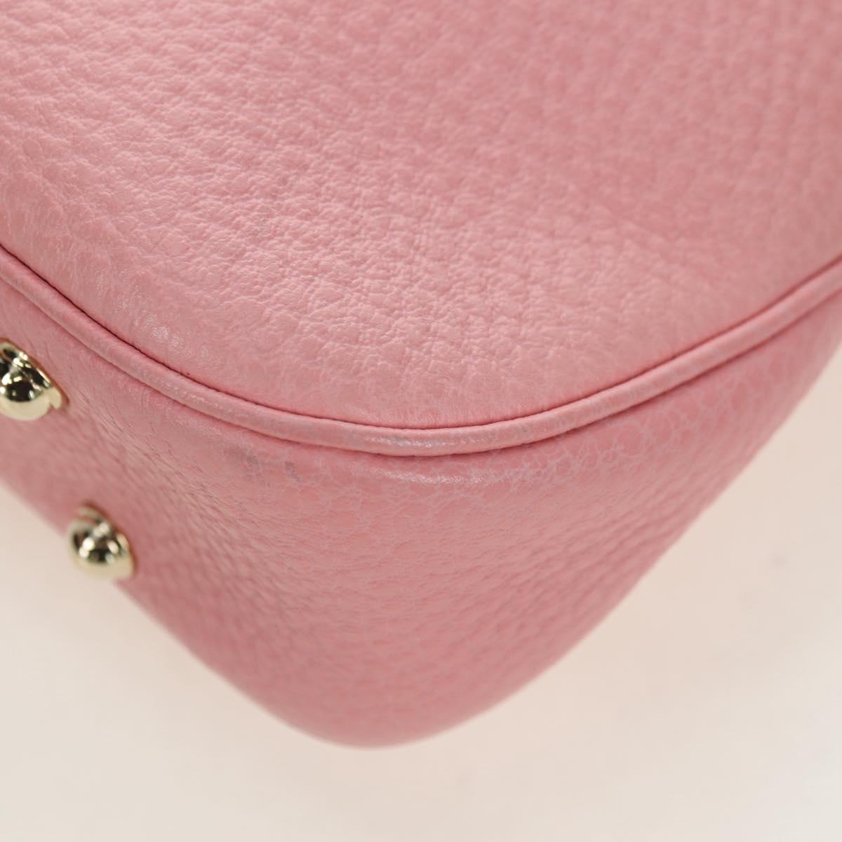 GUCCI Bamboo Studs Shoulder Bag Leather Pink Gold 137378 Auth am11450V