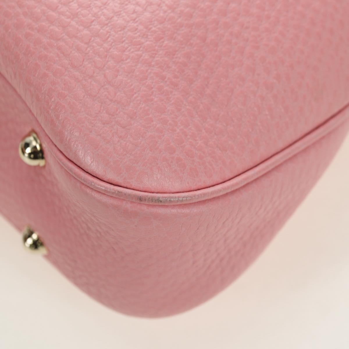 GUCCI Bamboo Studs Shoulder Bag Leather Pink Gold 137378 Auth am11450V