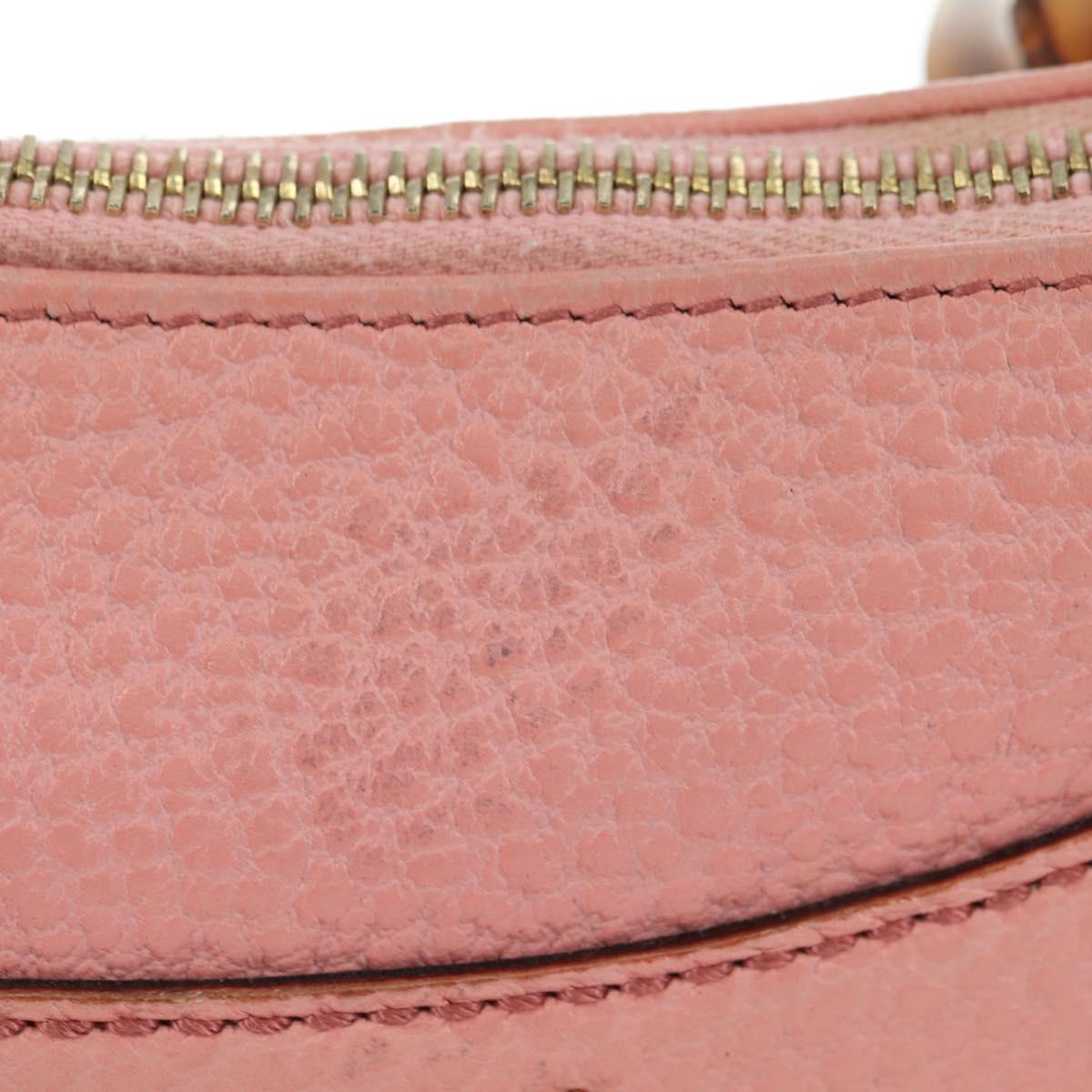 GUCCI Bamboo Studs Shoulder Bag Leather Pink Gold 137378 Auth am11450V