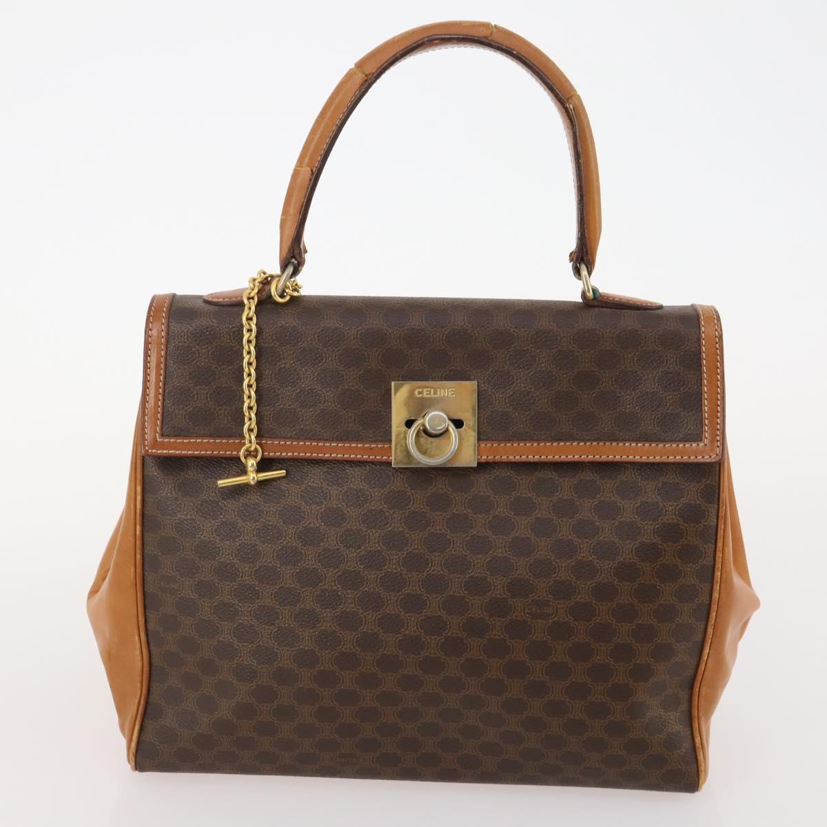 CELINE Macadam Canvas Shoulder Bag PVC Leather 2 Set Brown Auth am11453