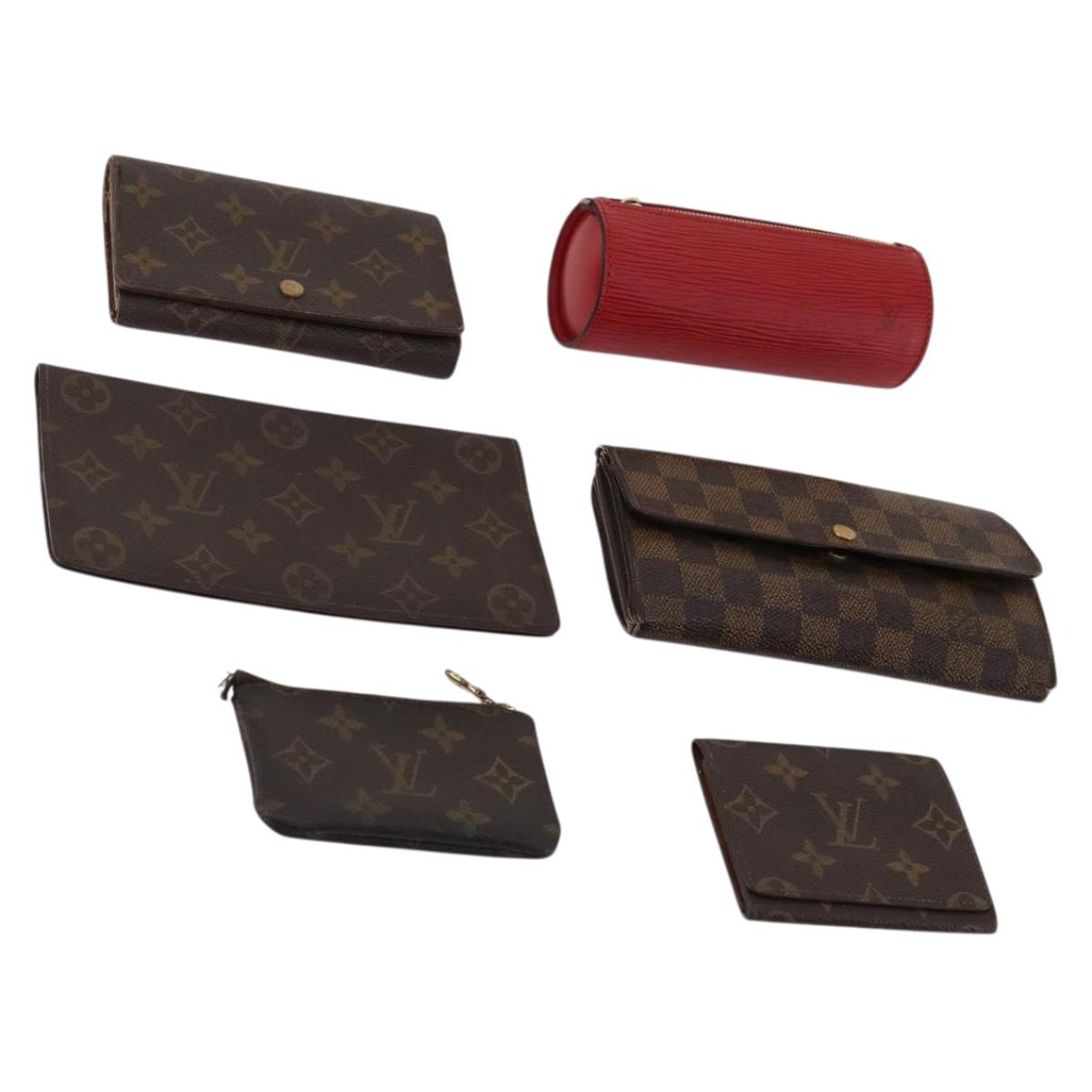 LOUIS VUITTON Epi Monogram Damier Wallet 6 Set Red LV Auth am11454