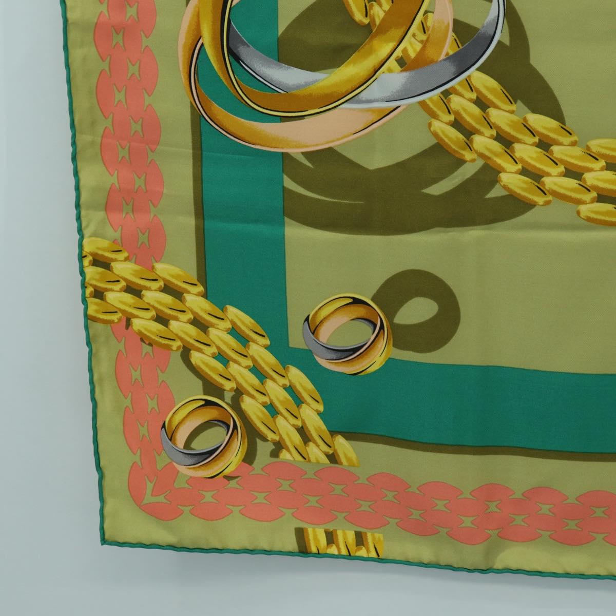 CARTIER Scarf Silk Khaki Auth am11464A