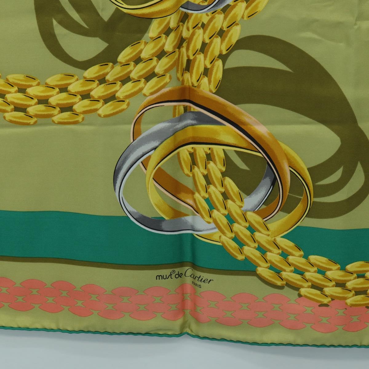 CARTIER Scarf Silk Khaki Auth am11464A